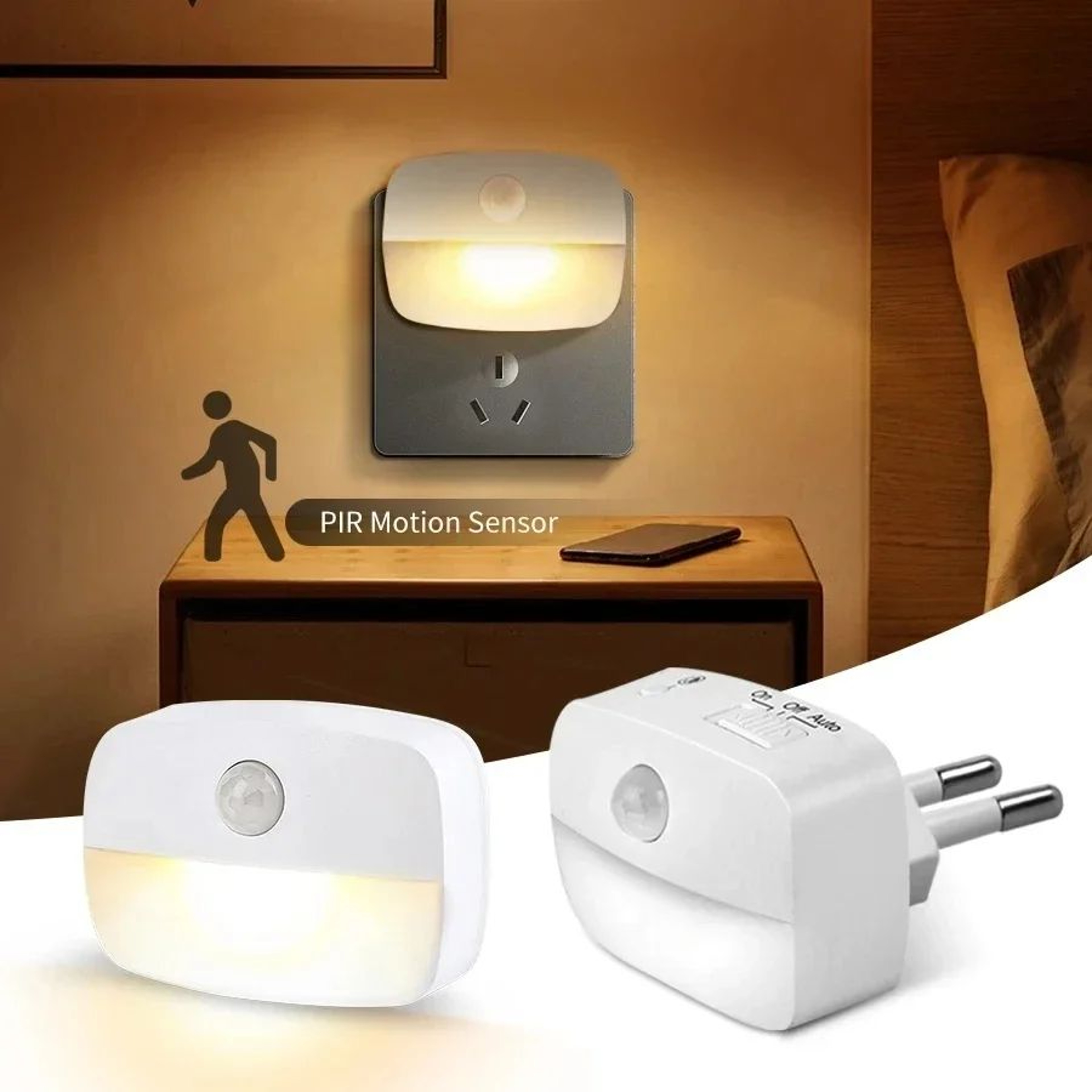 Motion Sensor LED Night Light Plug In Wall Lamp For Bedroom Hallway And Stairs 0