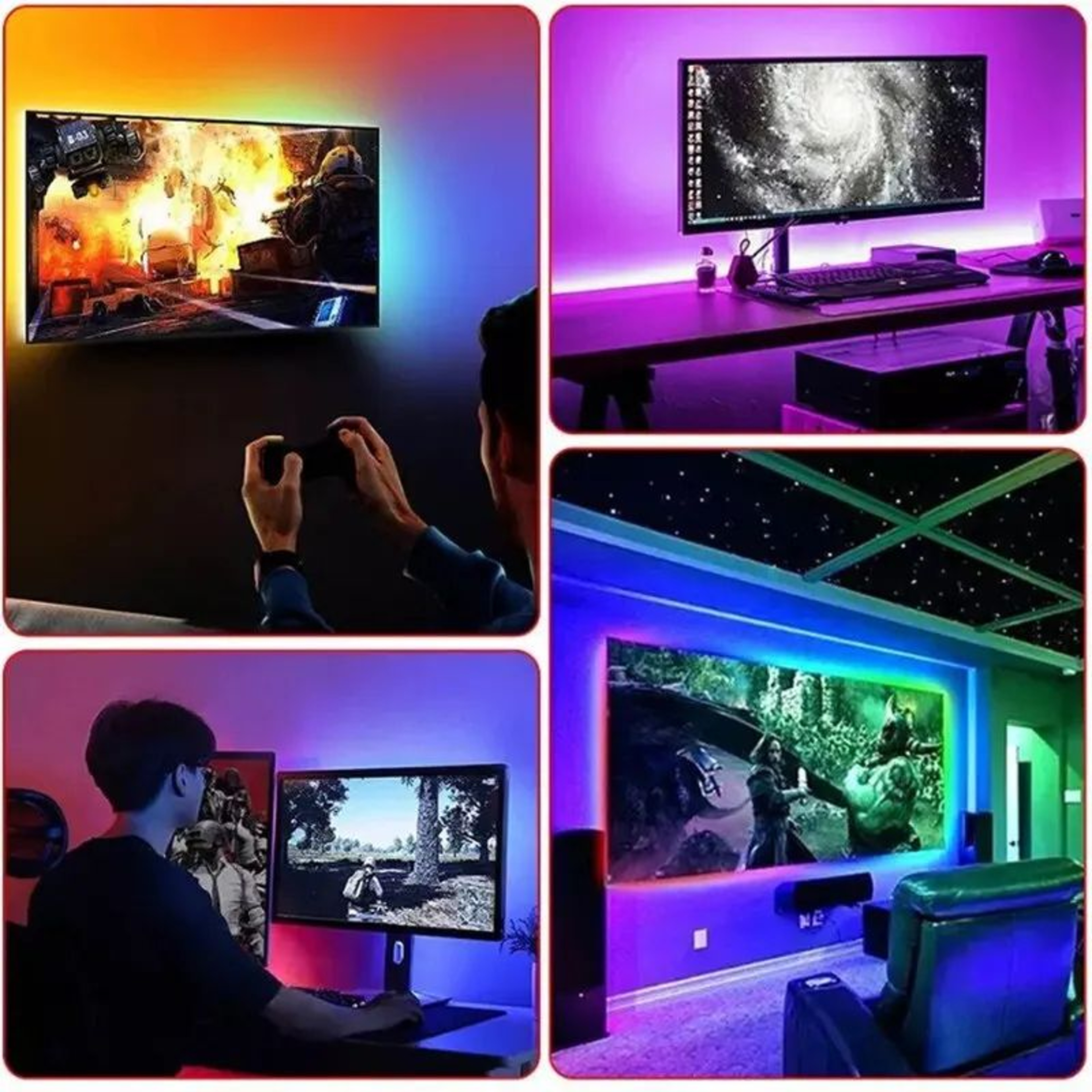GlowFlex USB LED Strip Lights RGB TV Backlight With Remote Control 1 Meter 5