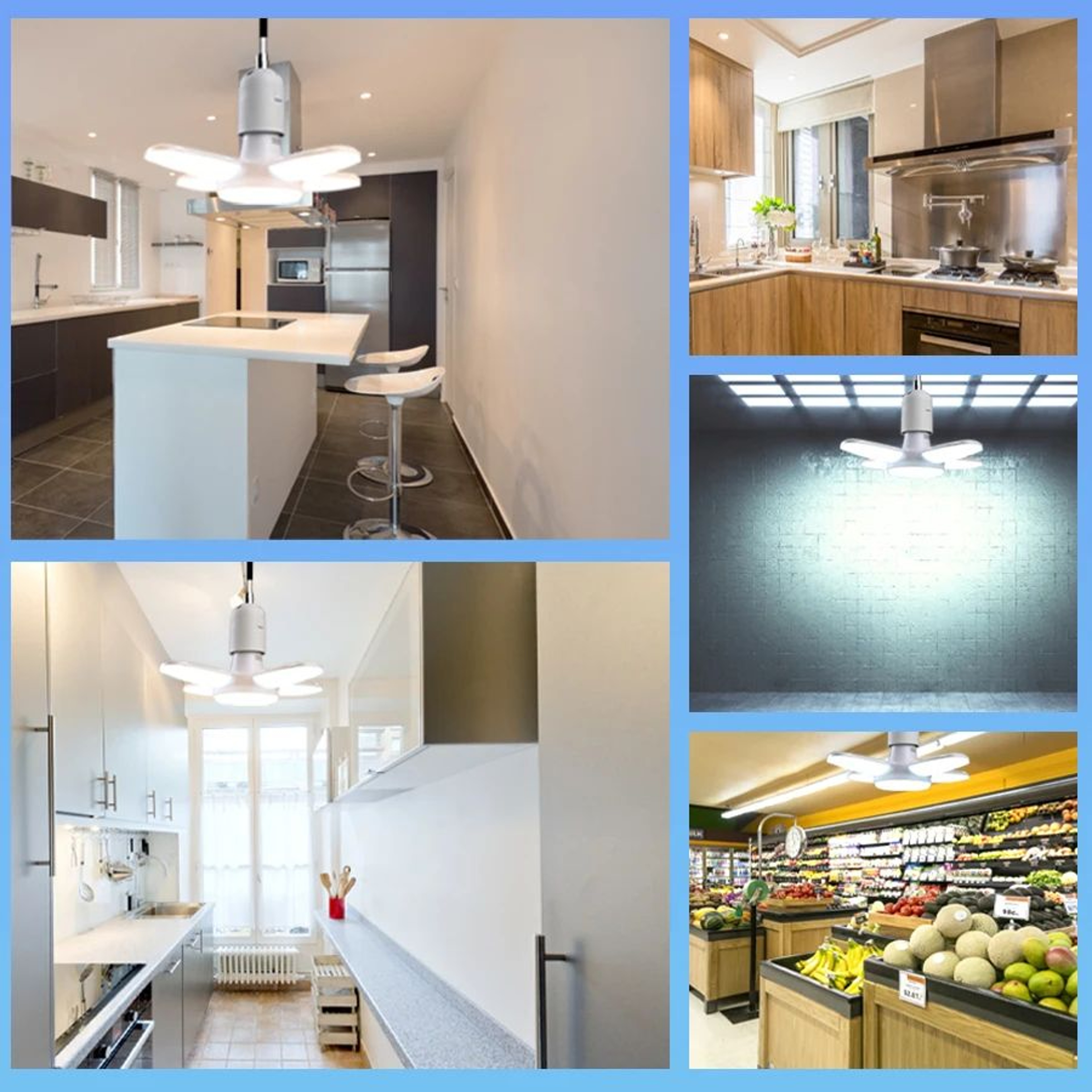 Foldable LED Garage Light E27 28W Adjustable Fan Blade LED Bulb For Home Ceiling Lighting 4