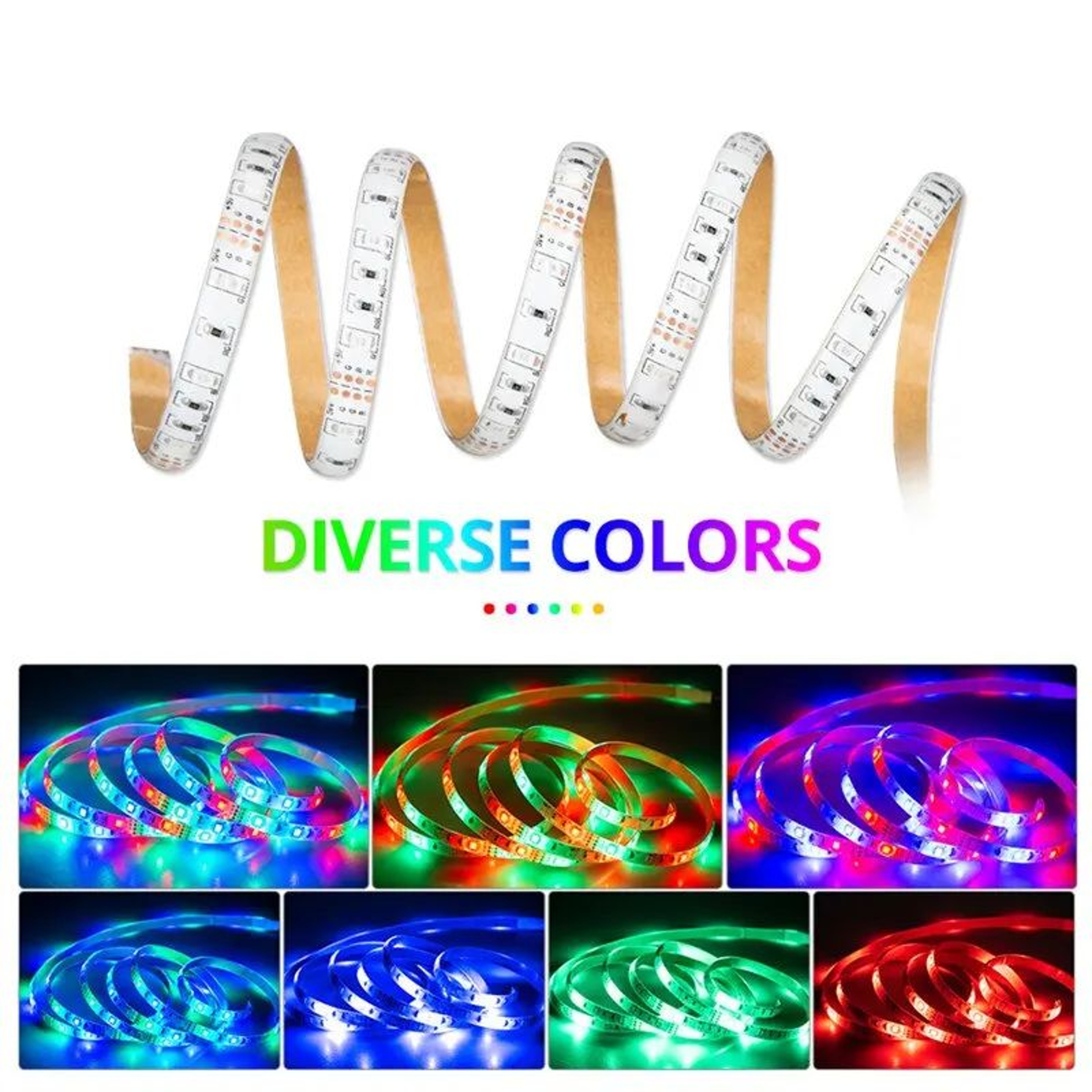 Smart USB RGB LED Strip Light With Bluetooth APP Control For TV Computer Bedroom Ambient Lighting 4