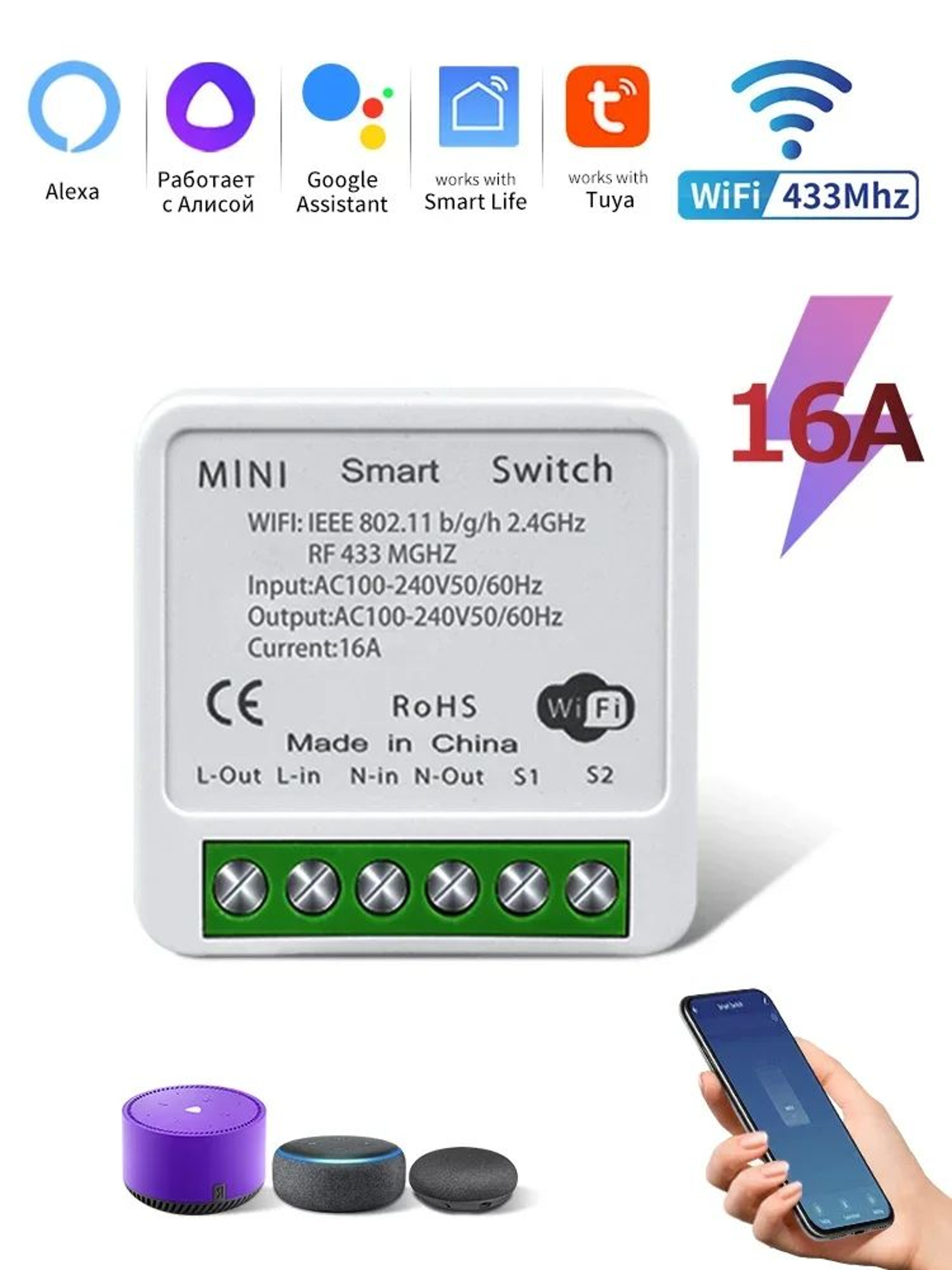Tuya WiFi Smart Switch RF 433MHz 2 Way Relay Module For Alexa Google Home Smart Life 6