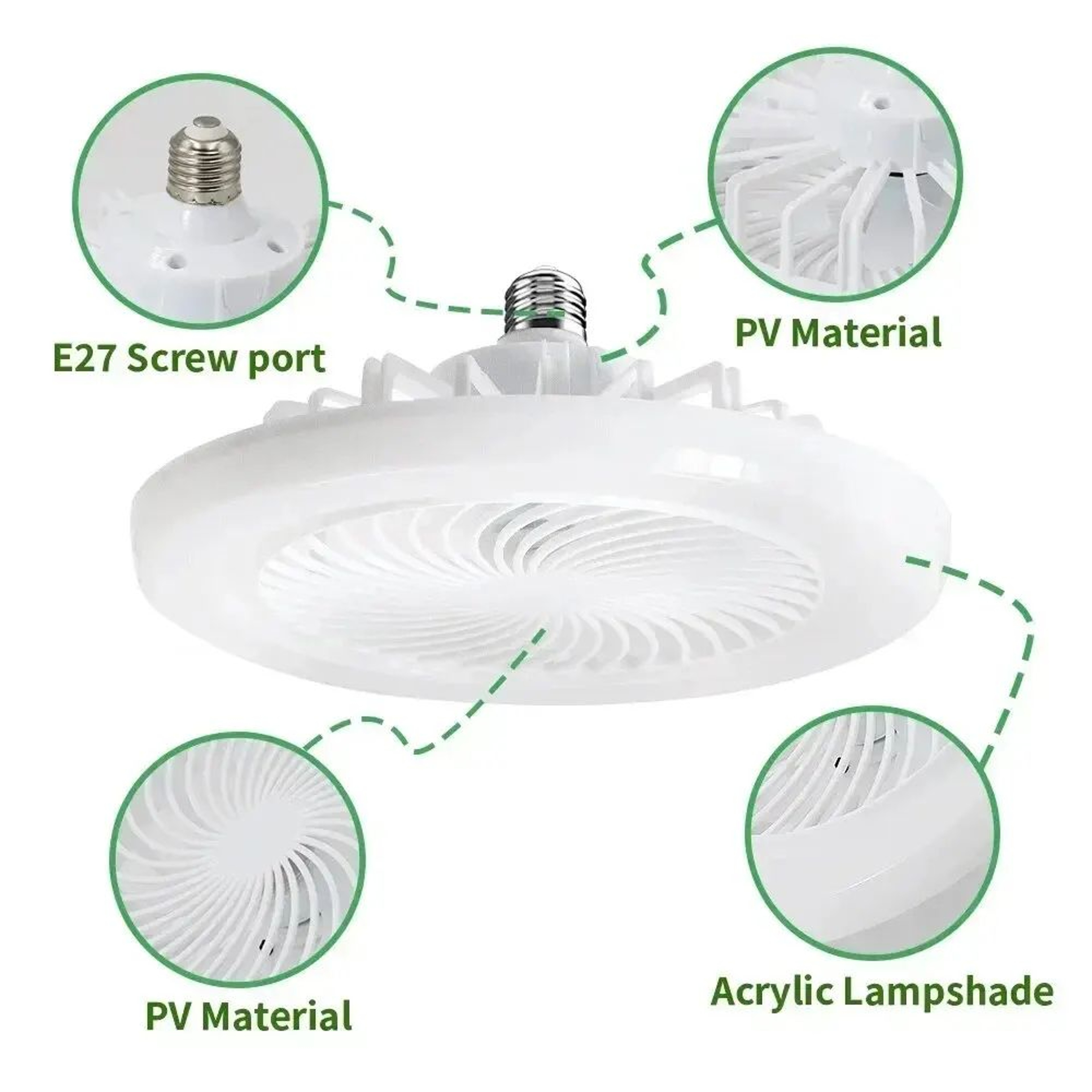 Smart Ceiling Fan With Lights Remote Control E27 LED Socket Fan For Bedroom Living Room 2
