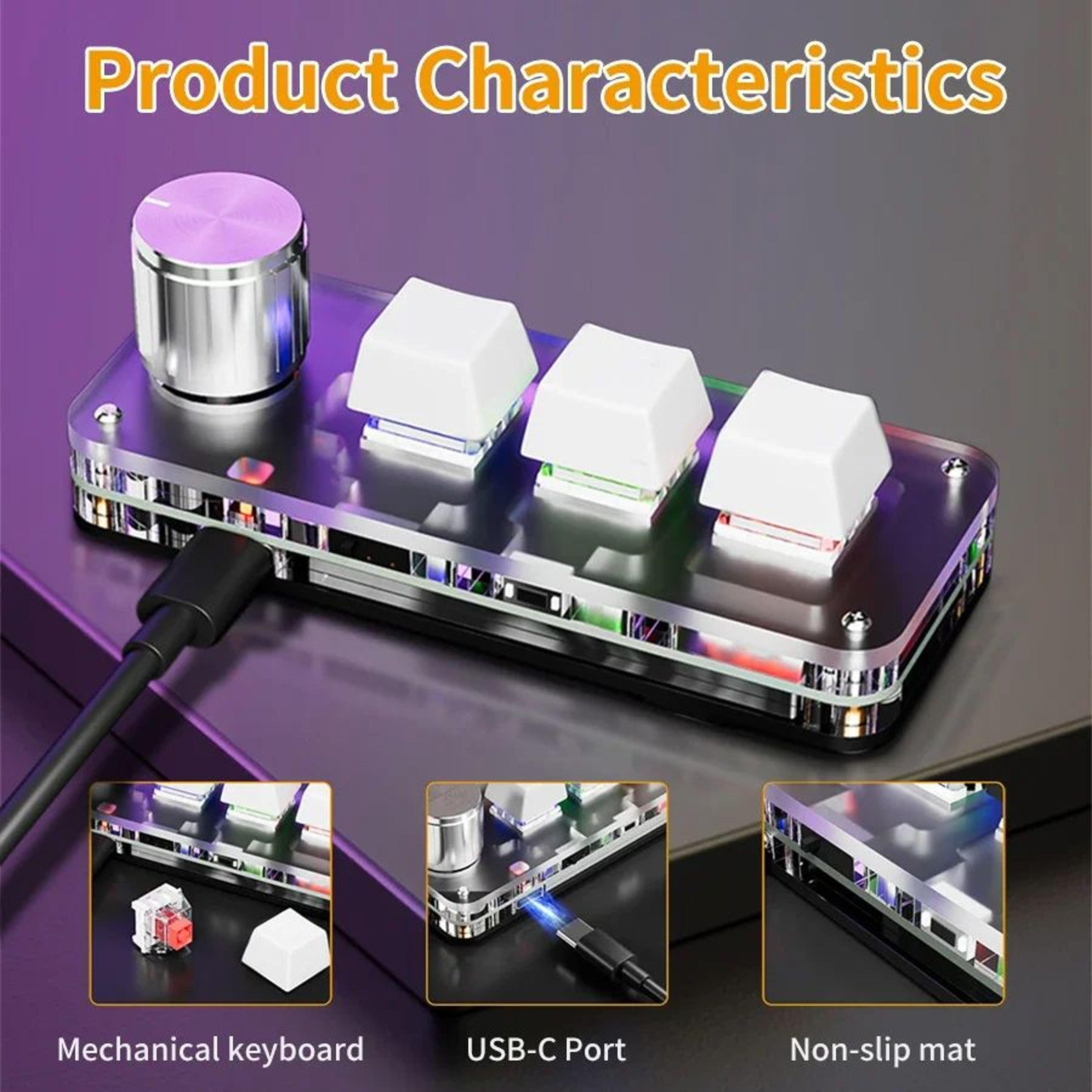 Bluetooth Macro Mechanical Keyboard With RGB Lighting And Hot Swap Red Switches 1