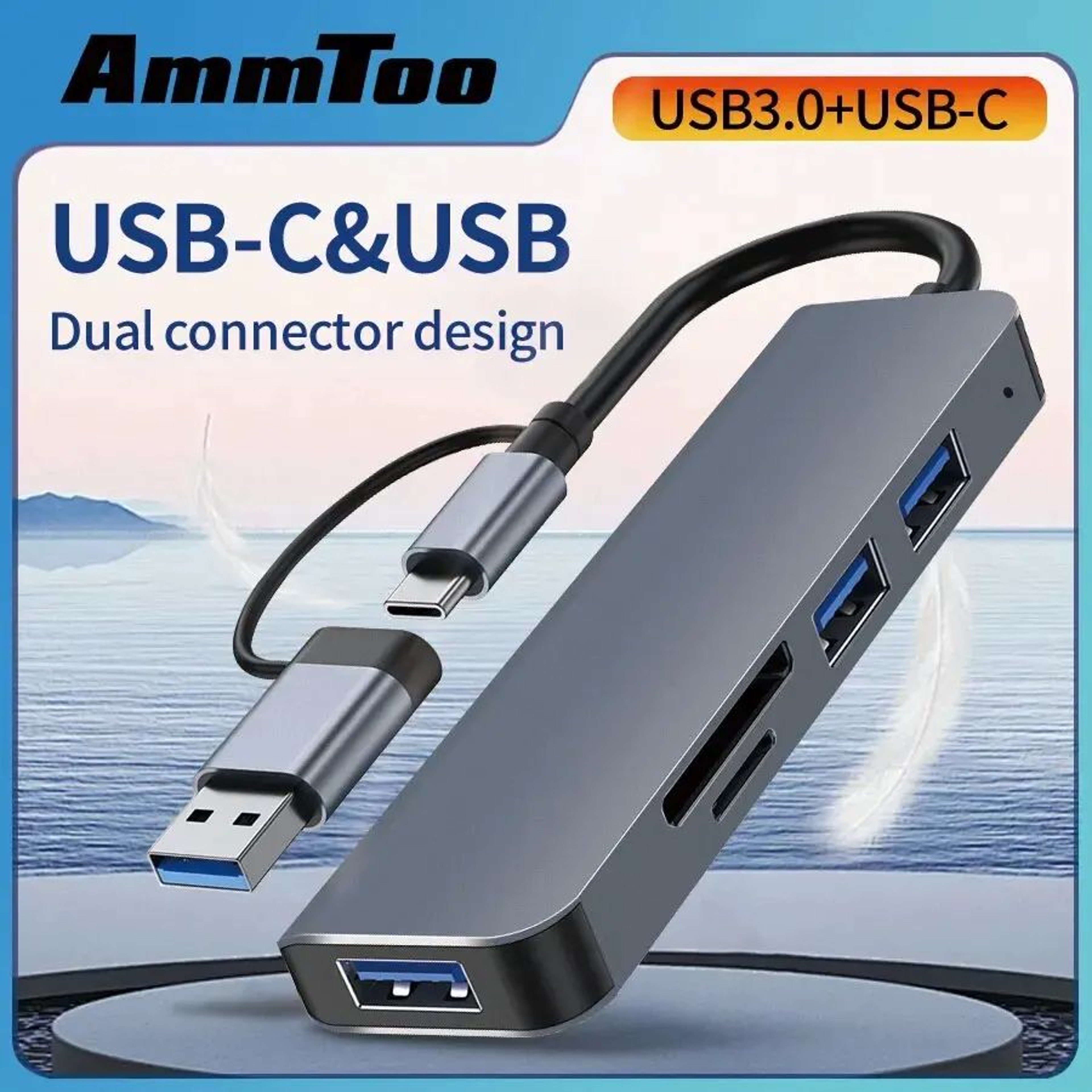 5 In 1 USB C Hub With SD Card Reader And USB 30 Multiport Adapter For Laptop And PC 0