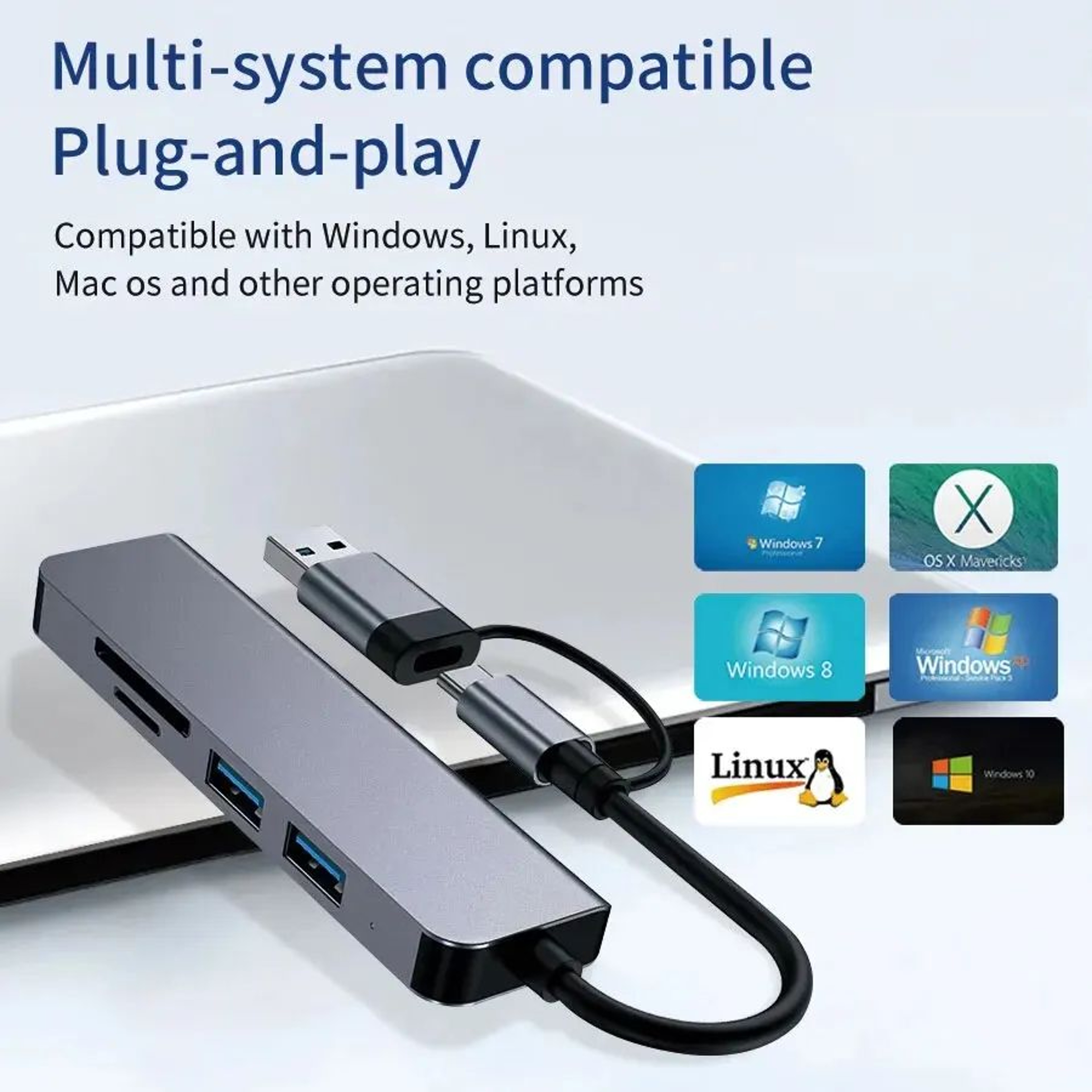 5 In 1 USB C Hub With SD Card Reader And USB 30 Multiport Adapter For Laptop And PC 5
