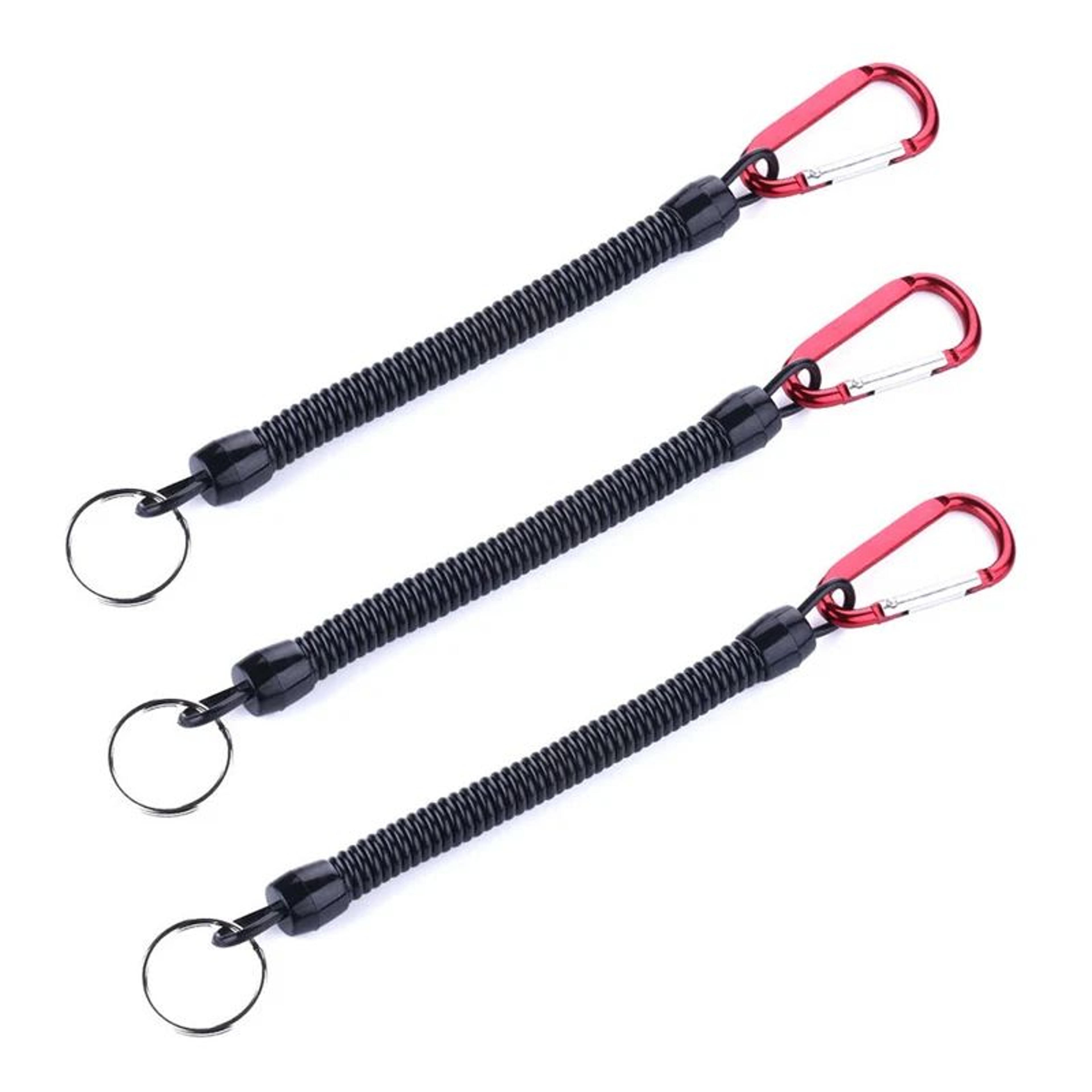 3 Pack Retractable Fishing Lanyards With Carabiner TPU Coiled Tether For Fishing Tools 0