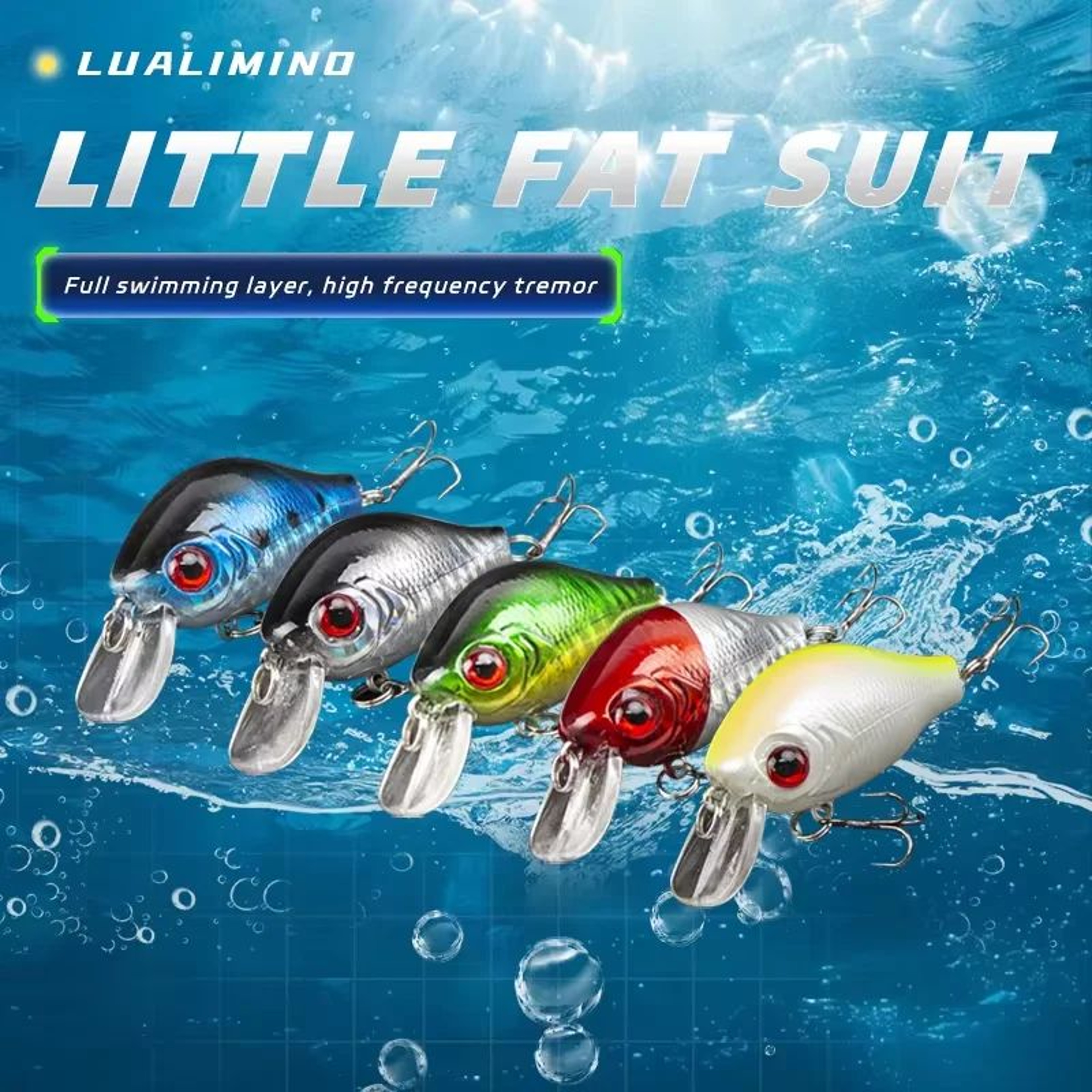 Predator Strike Crankbait Fishing Lures 5 Piece Hard Fishing Lure Set With 3D Fish Eyes 0