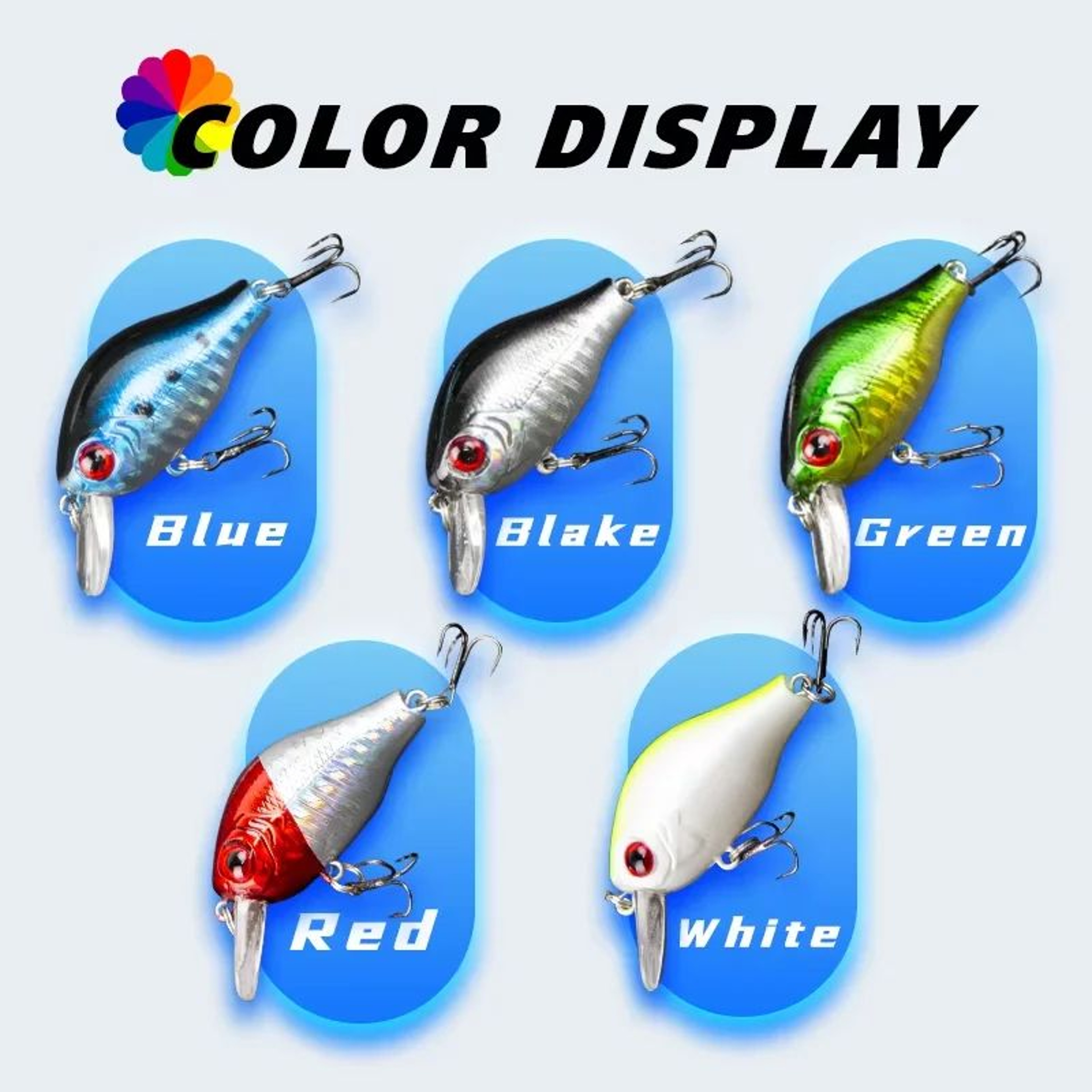 Predator Strike Crankbait Fishing Lures 5 Piece Hard Fishing Lure Set With 3D Fish Eyes 3