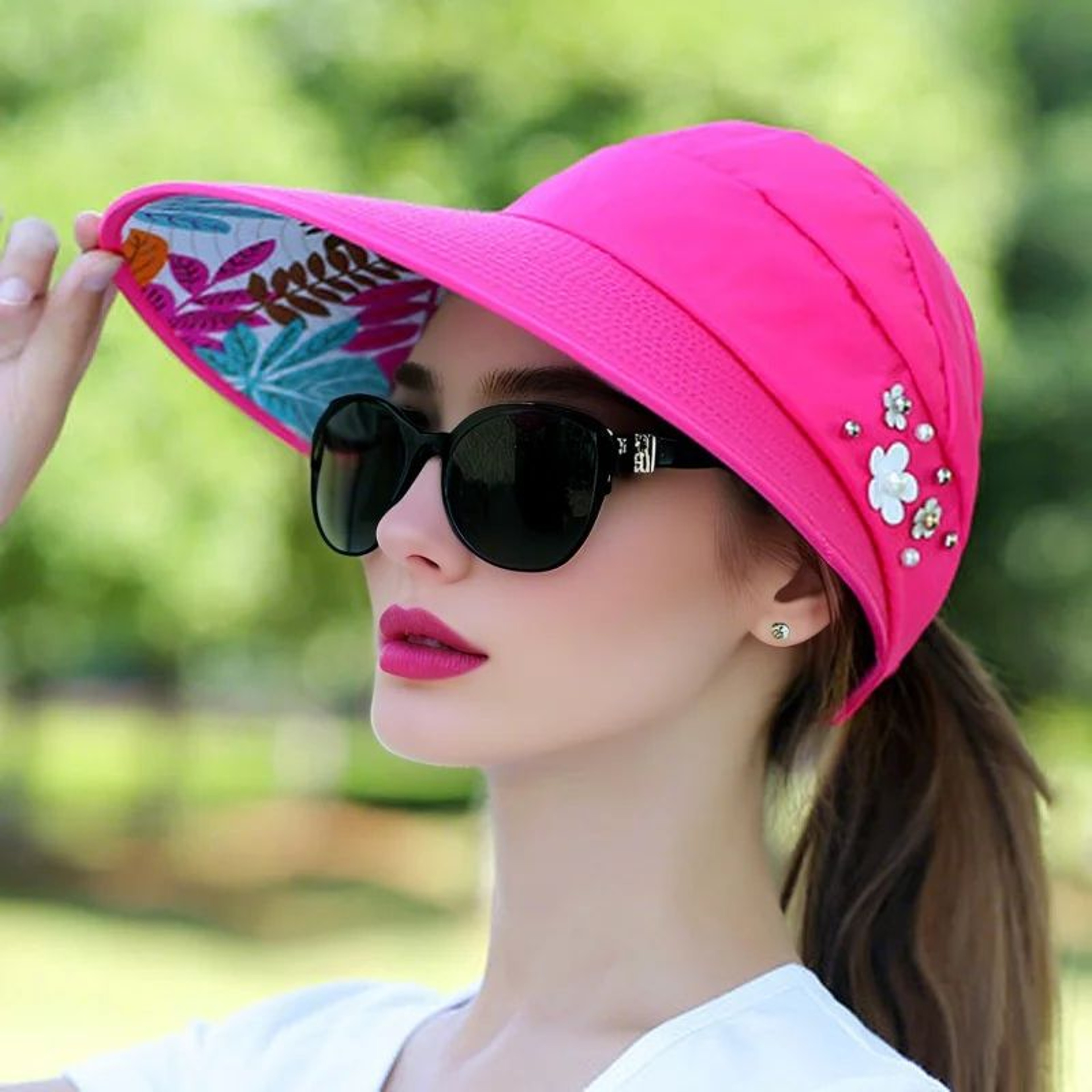 Foldable Sun Visor Hat For Women With Wide Brim Sun Hat UV Protection Beach Cap 3
