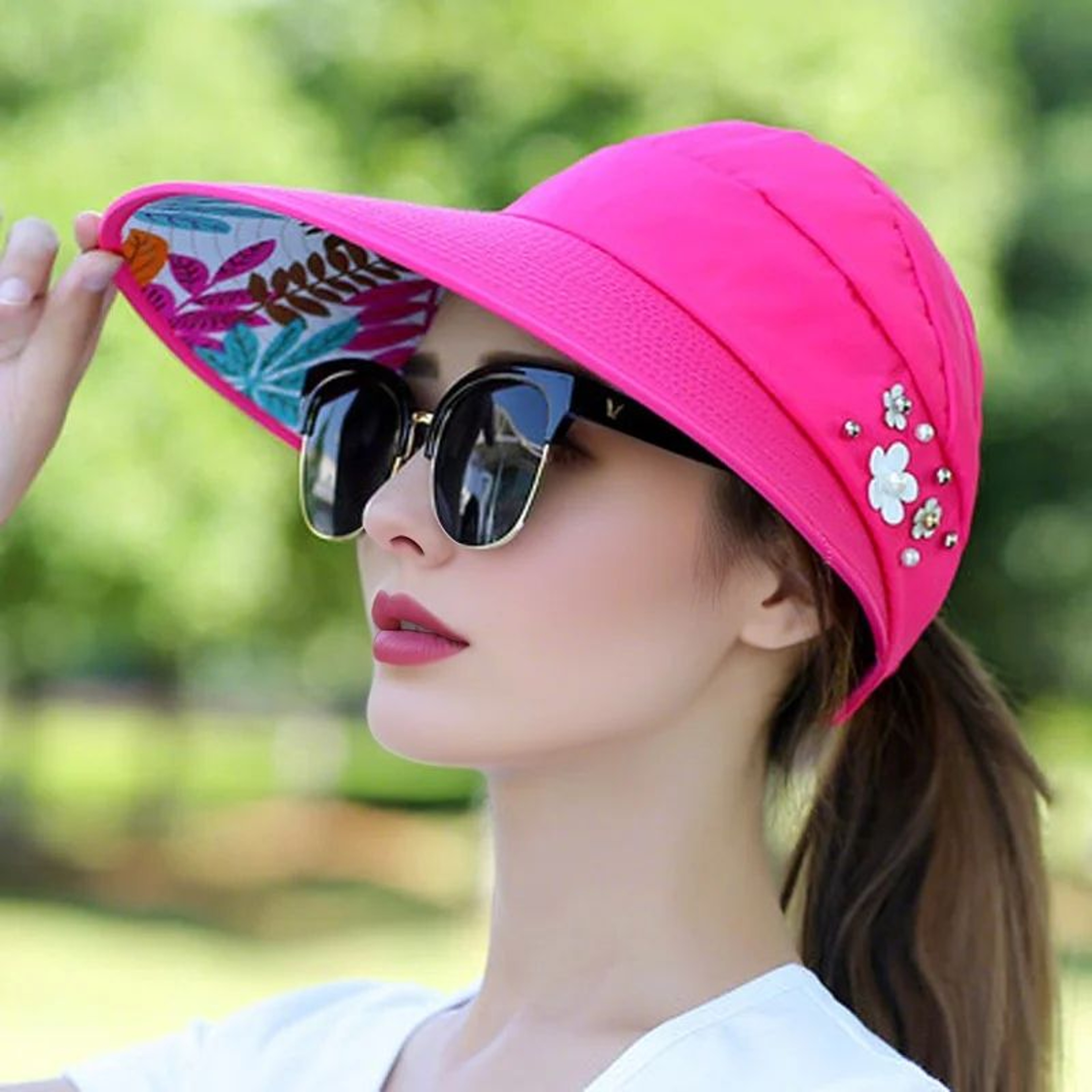 Foldable Sun Visor Hat For Women With Wide Brim Sun Hat UV Protection Beach Cap 6