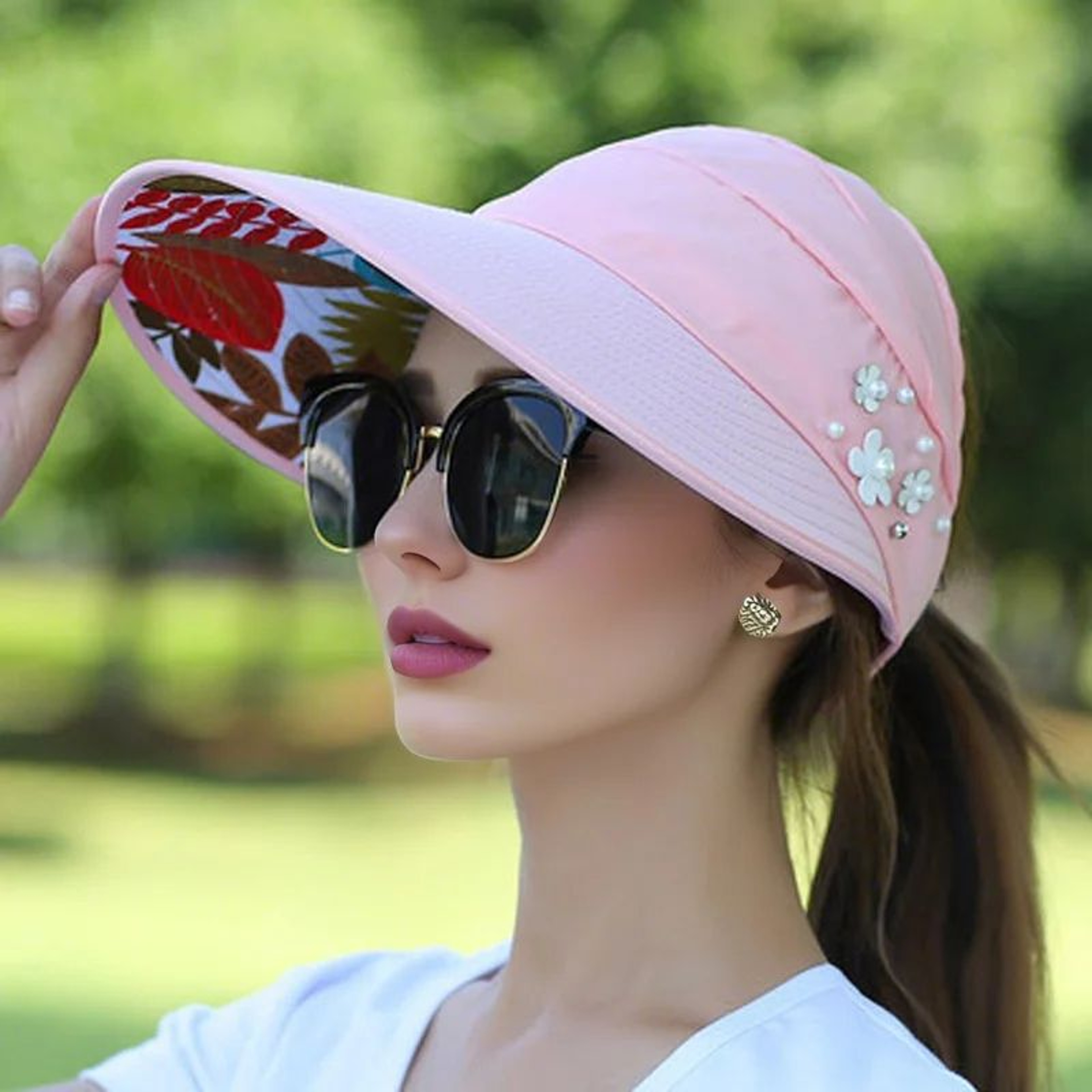 Foldable Sun Visor Hat For Women With Wide Brim Sun Hat UV Protection Beach Cap 9