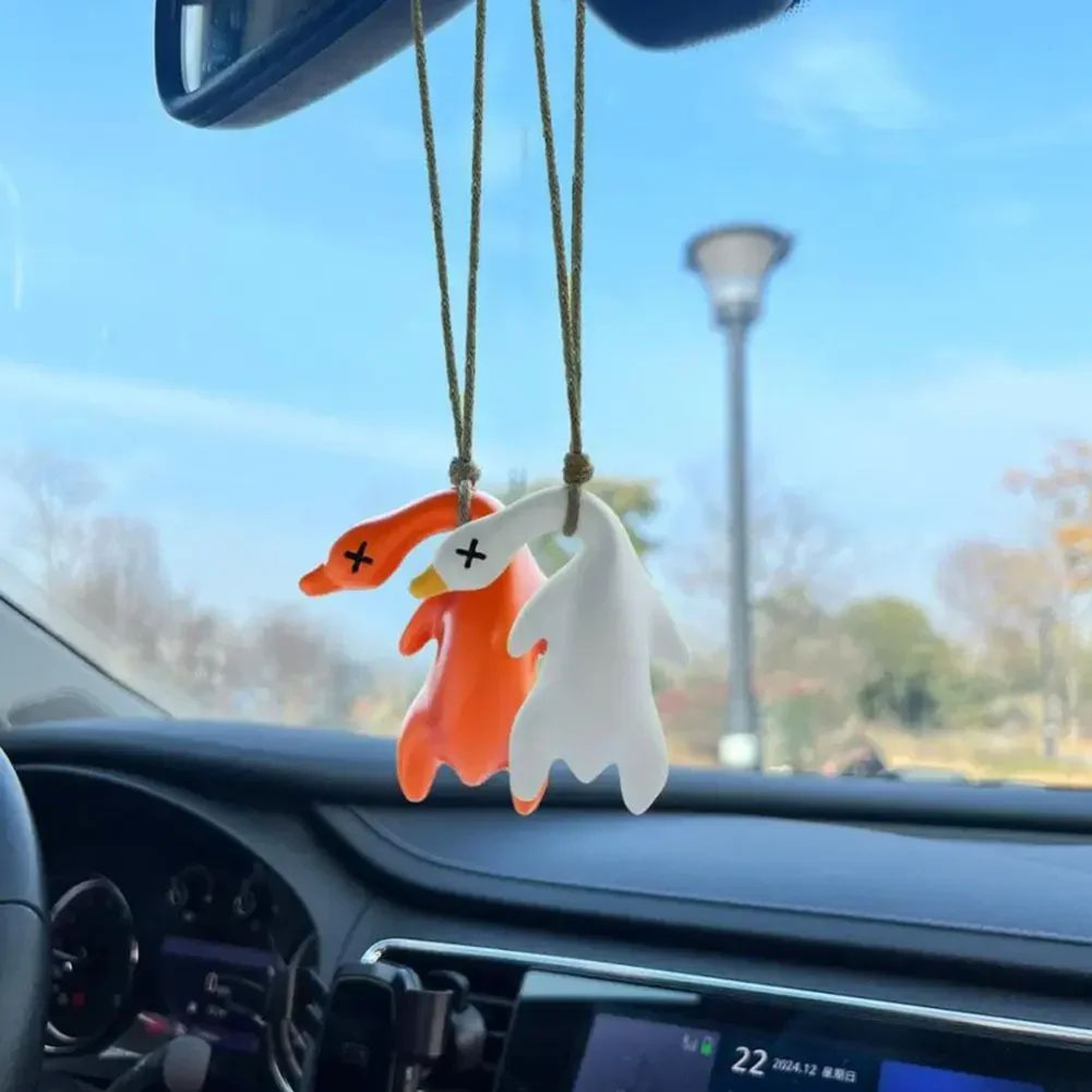 SunGlow UV Color Changing Car Pendant Funny Roast Duck Car Charm Keychain 4