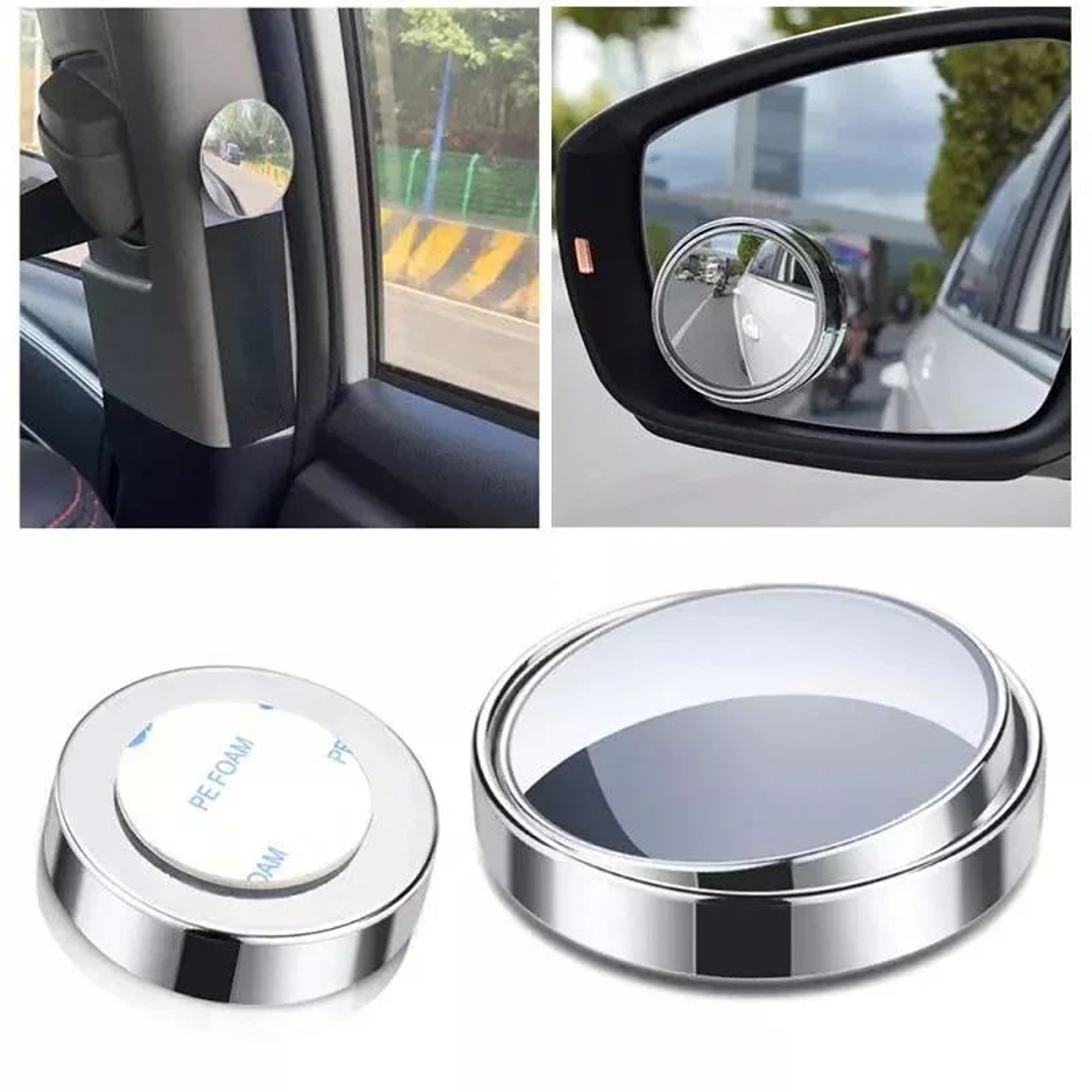 360 Degree Blind Spot Mirror Wide Angle Car Side Mirror Stick On Convex Safety Mirror 2 Pack 1