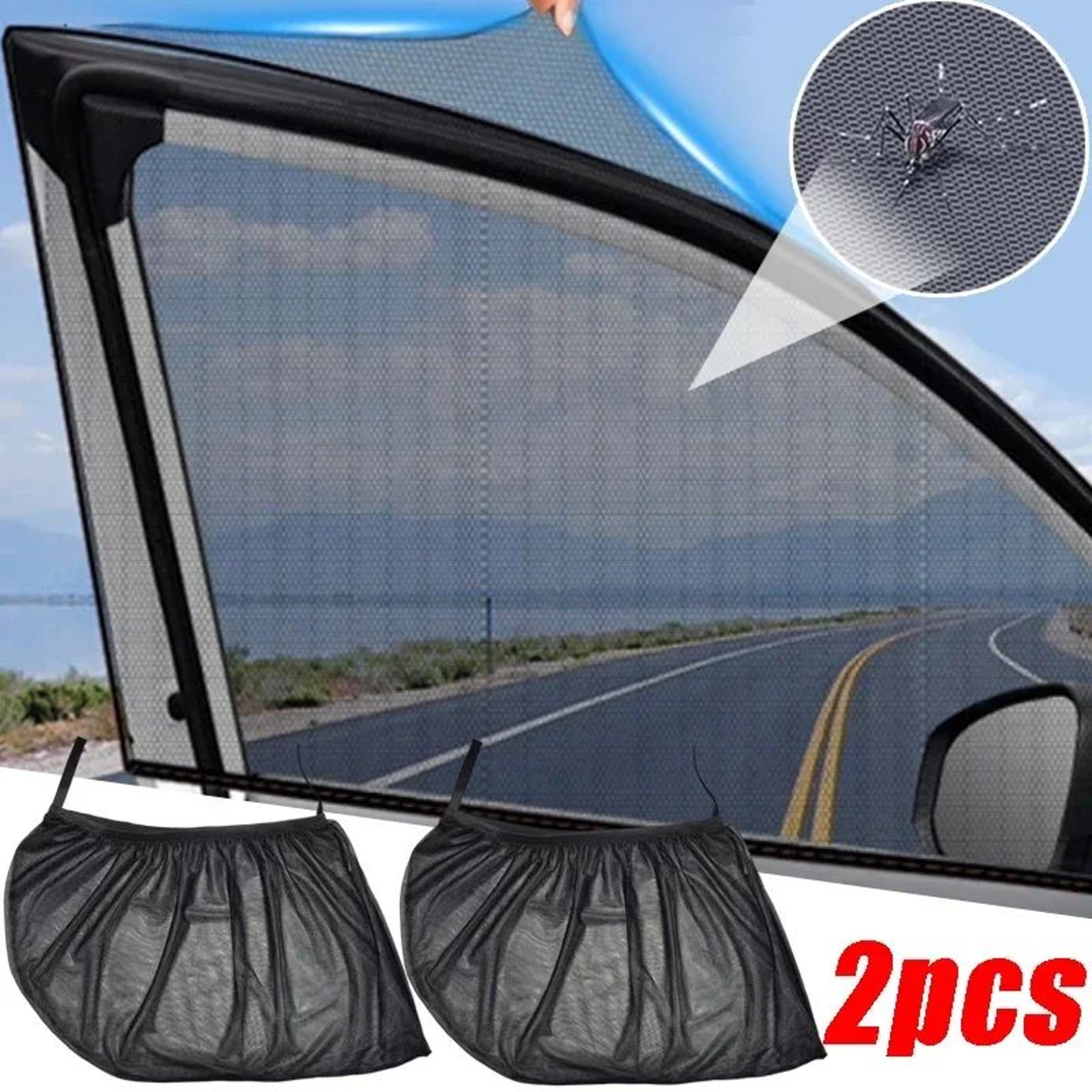 Universal Car Window Sun Shade Mesh Screen With Car Mosquito Net And Privacy Cover 0