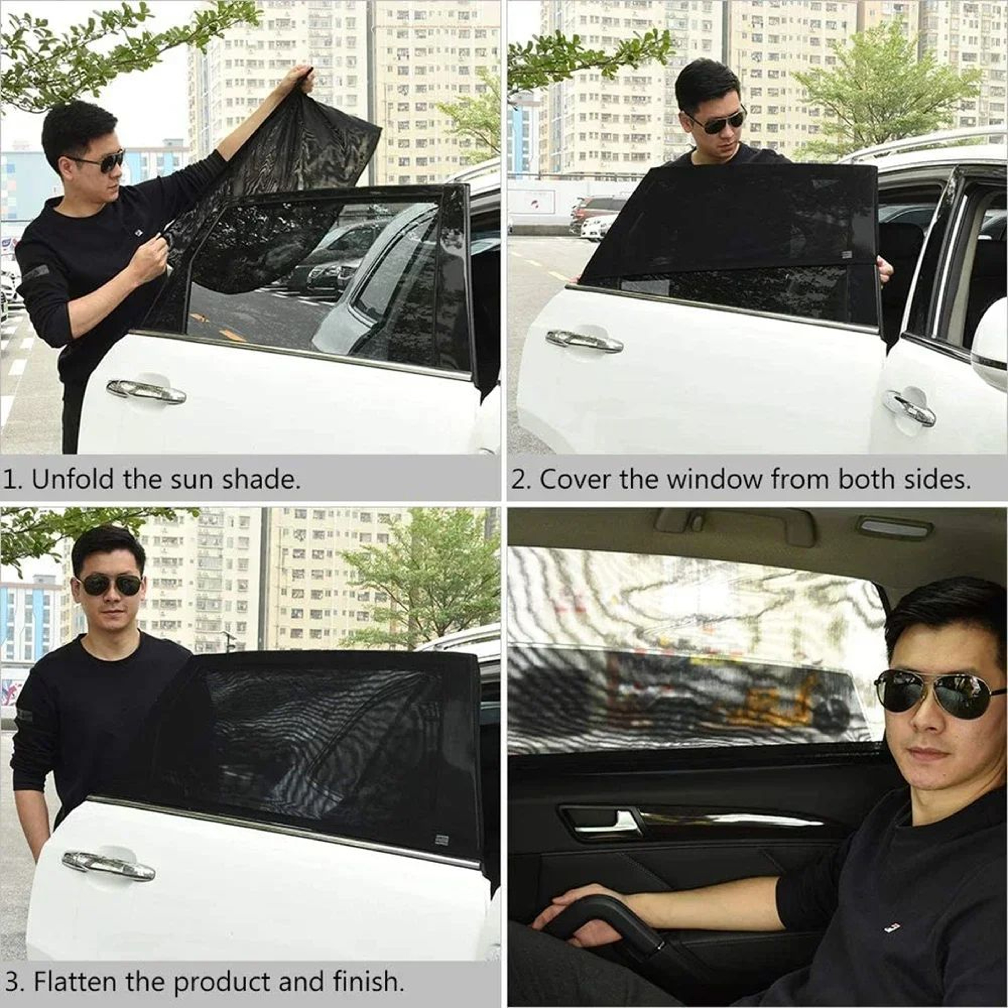 Universal Car Window Sun Shade Mesh Screen With Car Mosquito Net And Privacy Cover 3