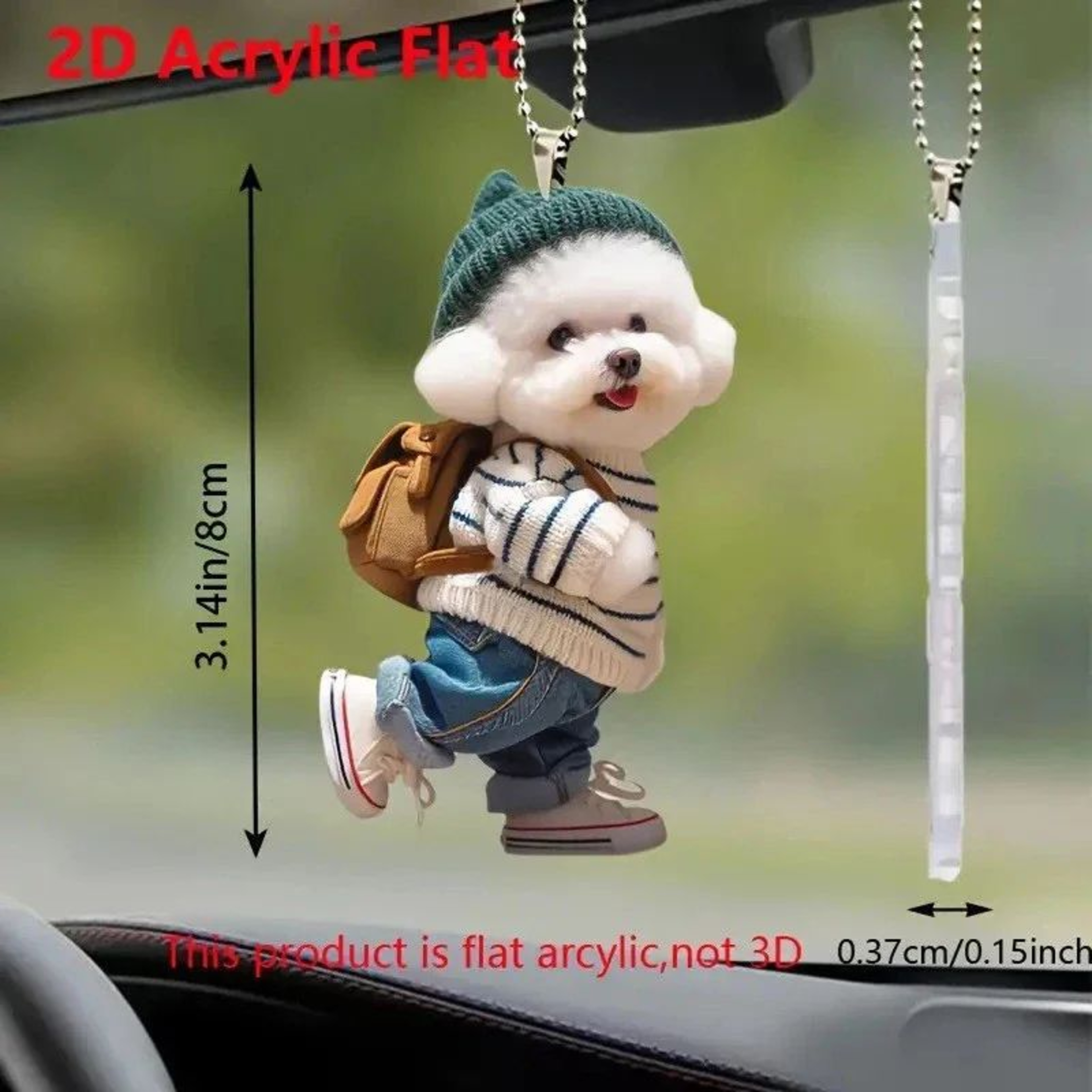 Puppy Traveler Car Hanging Ornament Rearview Mirror Pendant Cute Car Interior Accessory 4