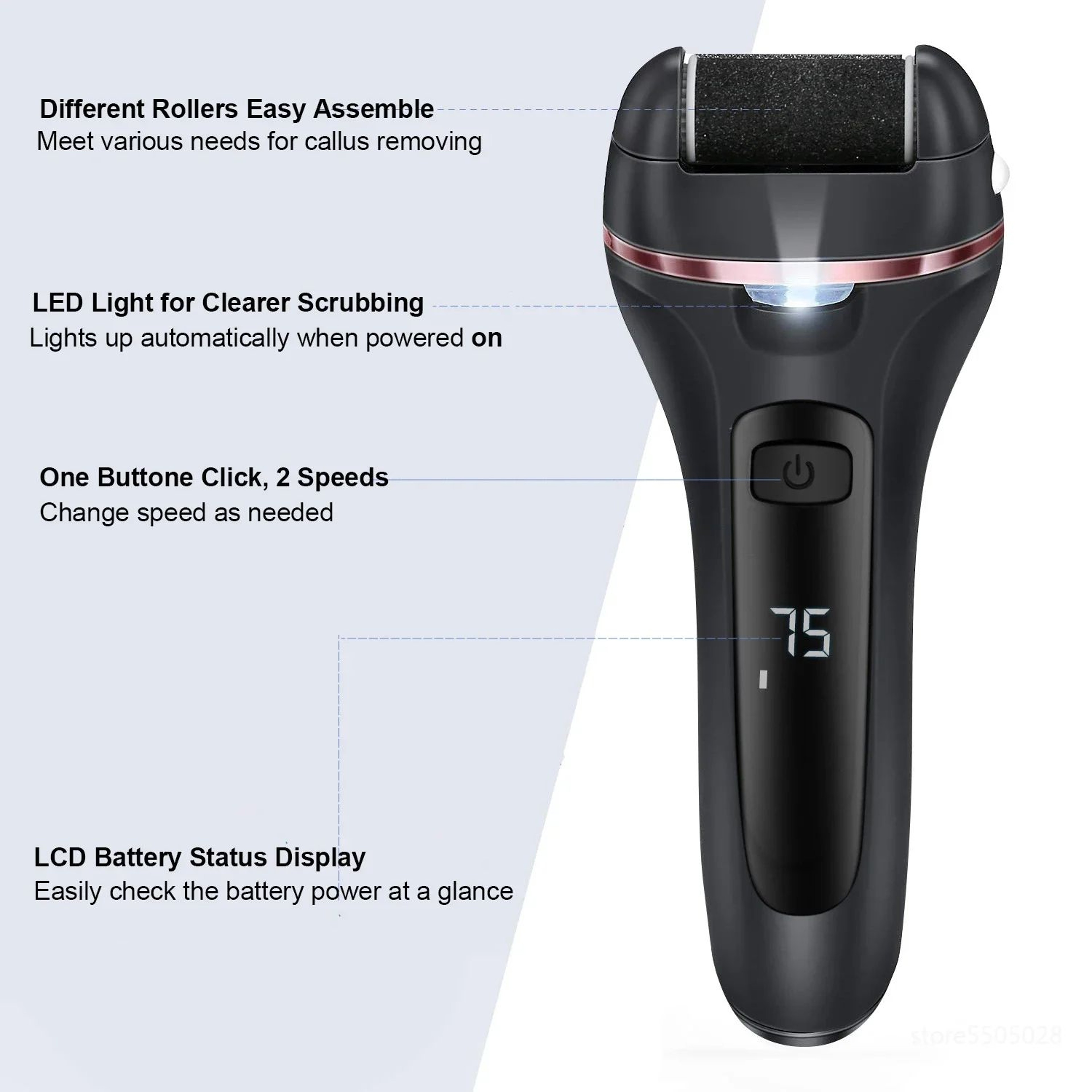 SilkStep Rechargeable Electric Foot Callus Remover With 3 Grinding Heads 3