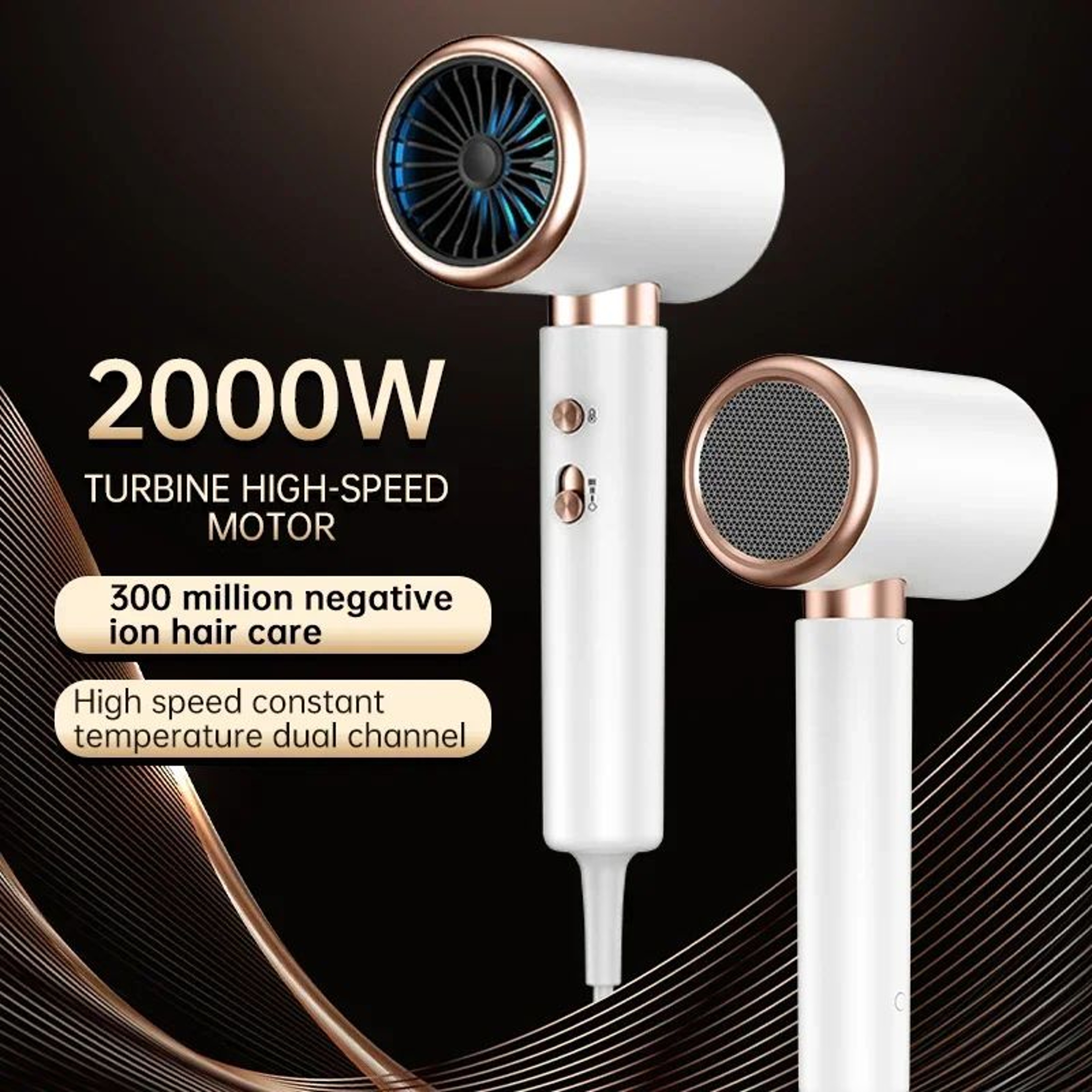 2000W Professional Hair Dryer EU Plug Negative Ionic Fast Dry Salon Hair Dryer 1