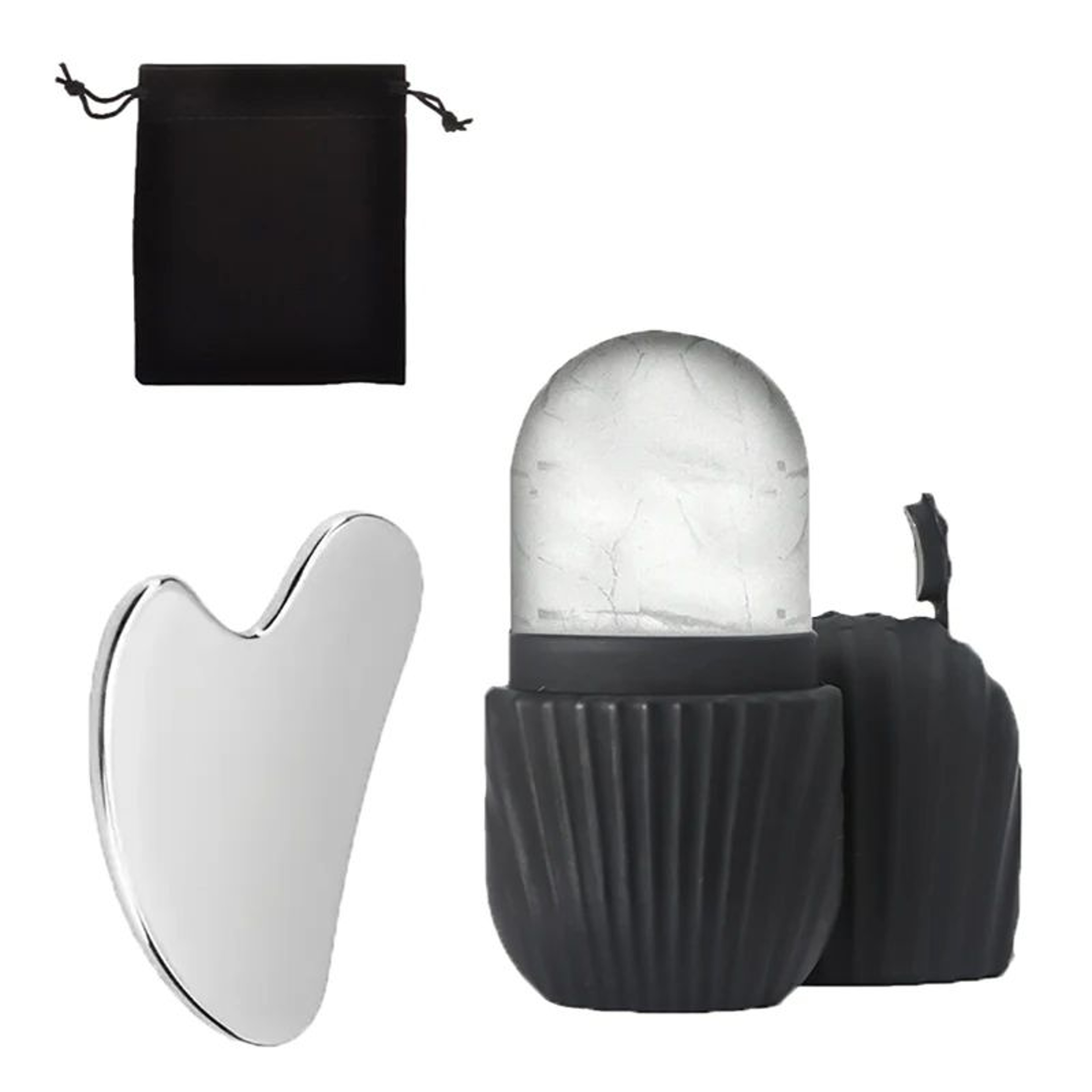 CryoGlow Ice Face Roller And Stainless Steel Gua Sha Facial Massage Set 9