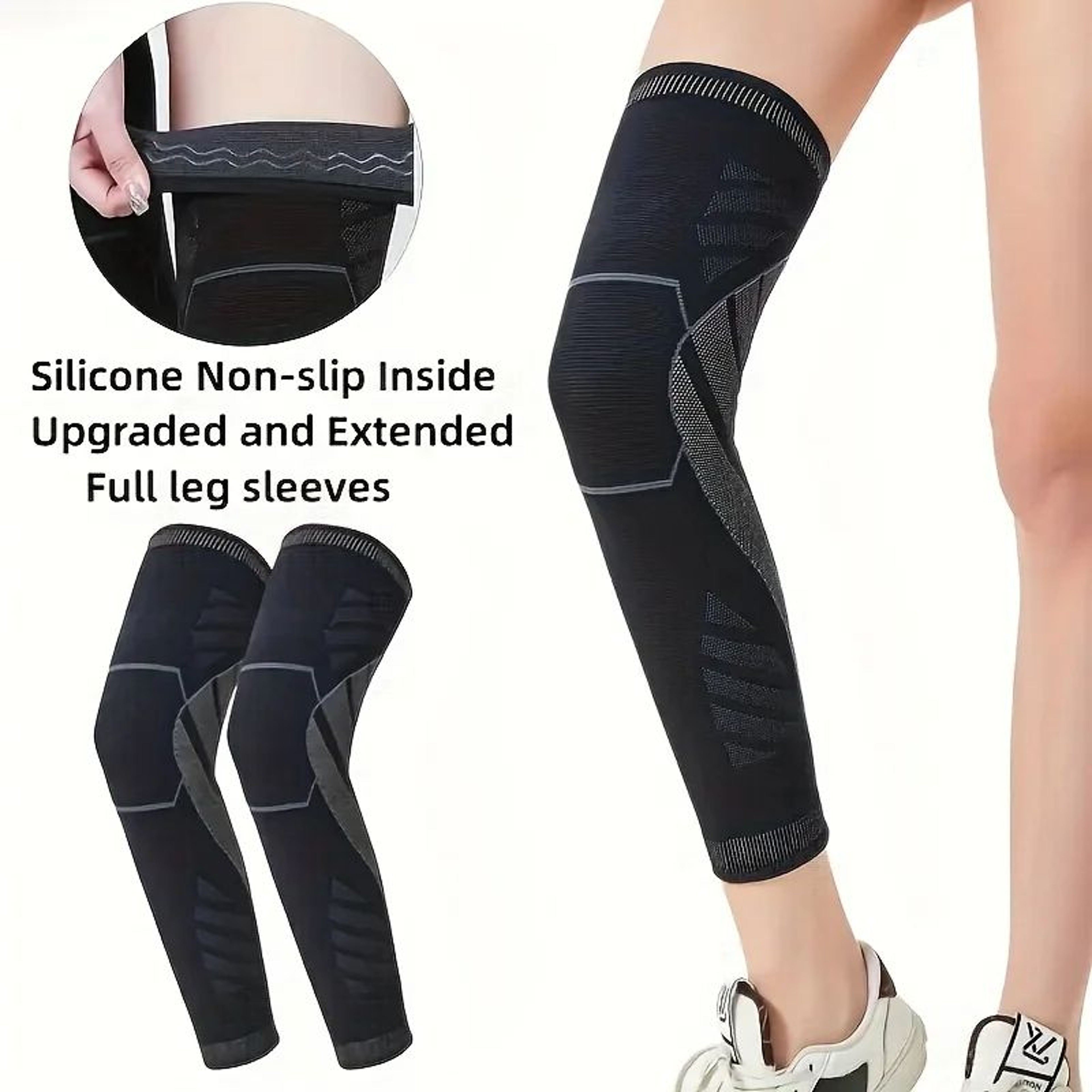 Compression Leg Sleeve With Knee Support For Running Basketball And Cycling 2