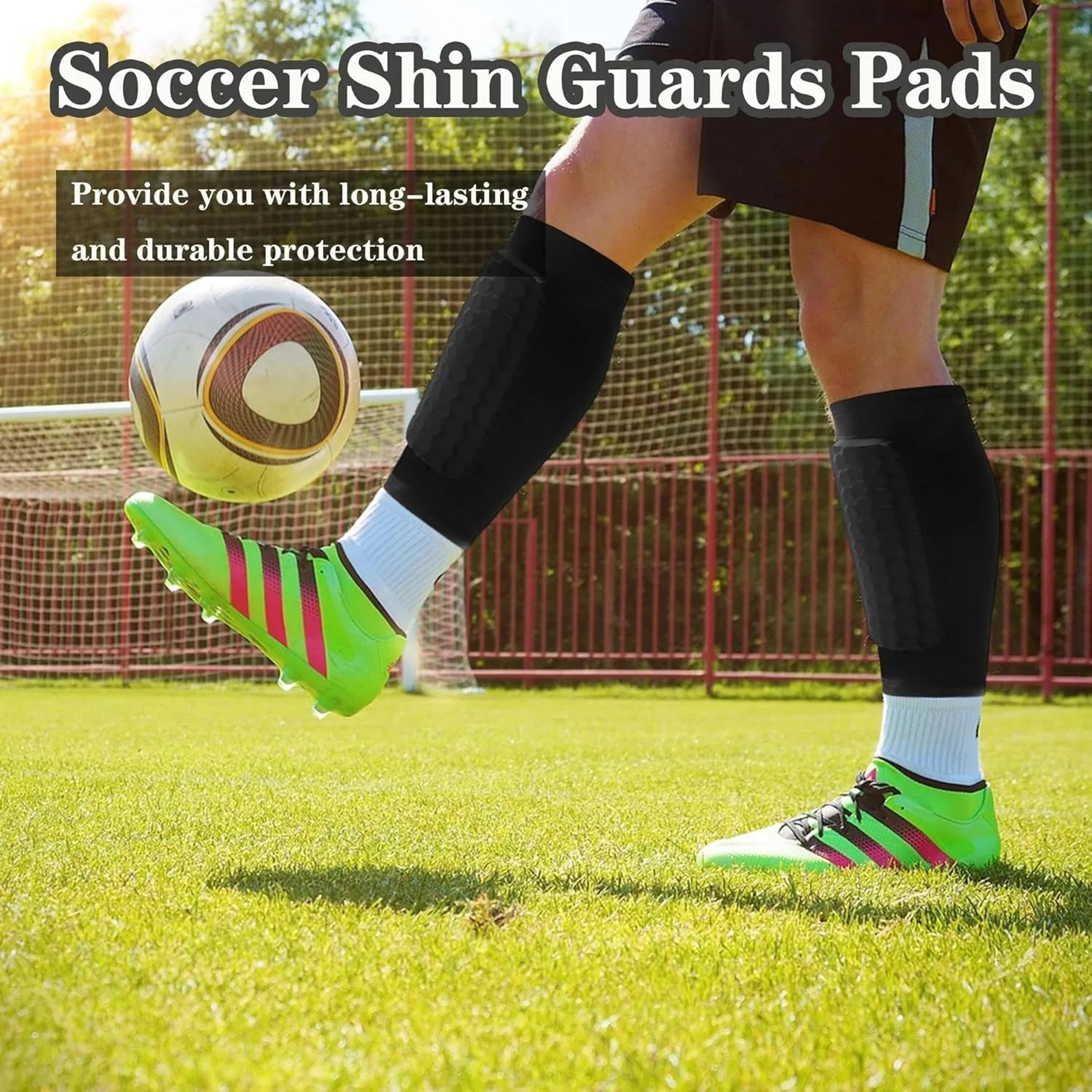 ProShield Soccer Shin Guards With Calf Compression Sleeve Honeycomb Impact Pads 1