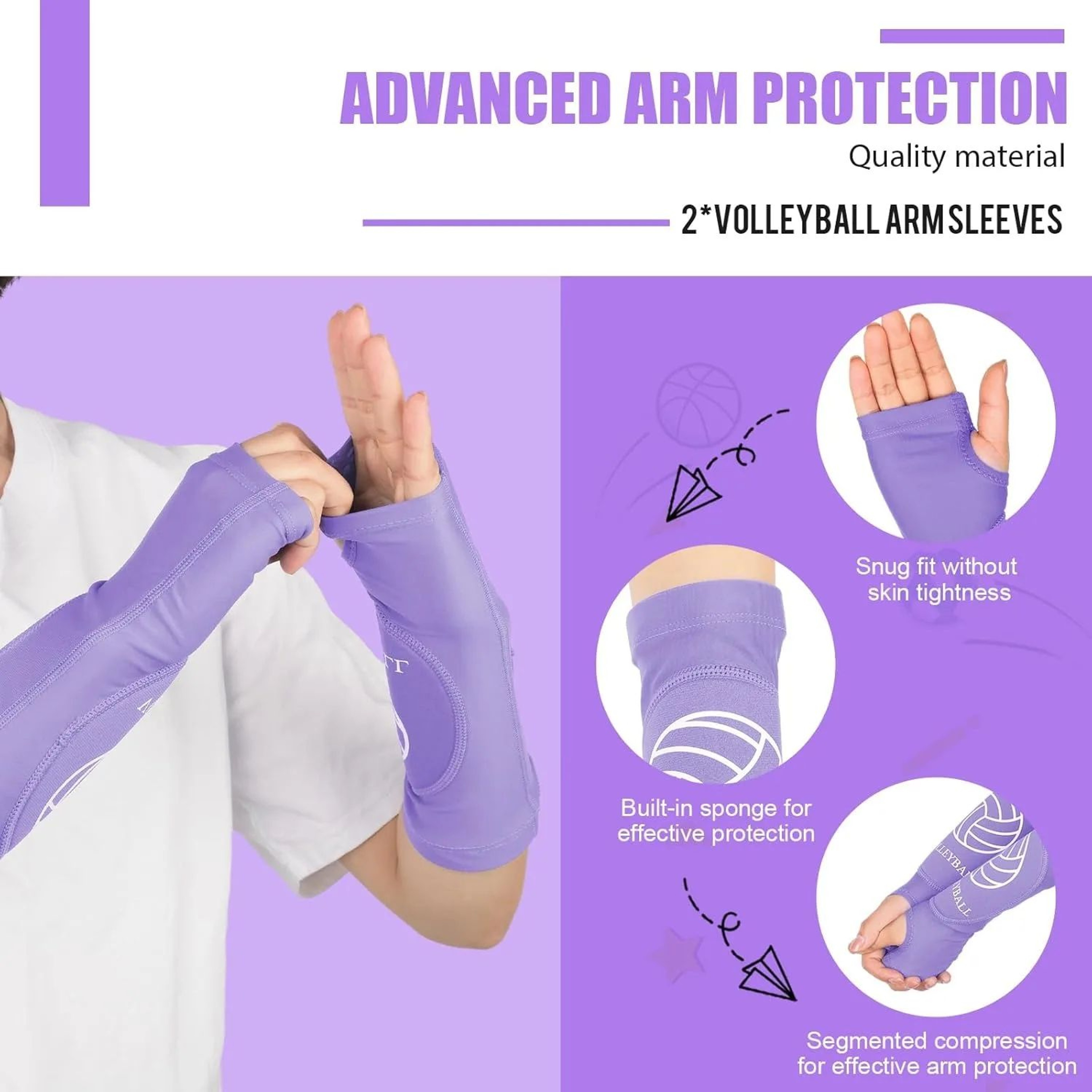 2 Pack Volleyball Arm Sleeves With Padded Forearm Sleeves For Youth Volleyball Training 3