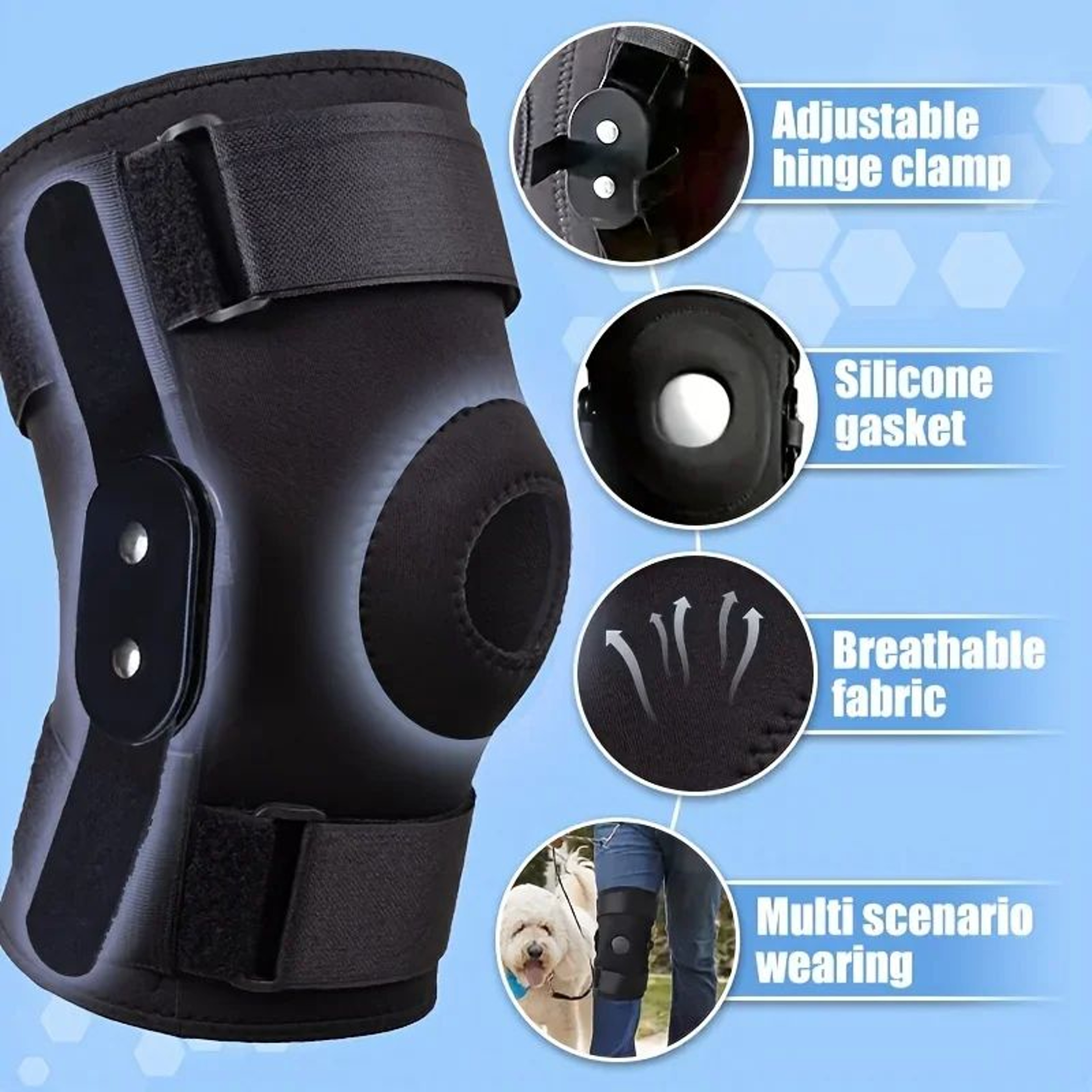AdjustaFlex Knee Brace With Side Stabilizers And Patella Gel Support 1