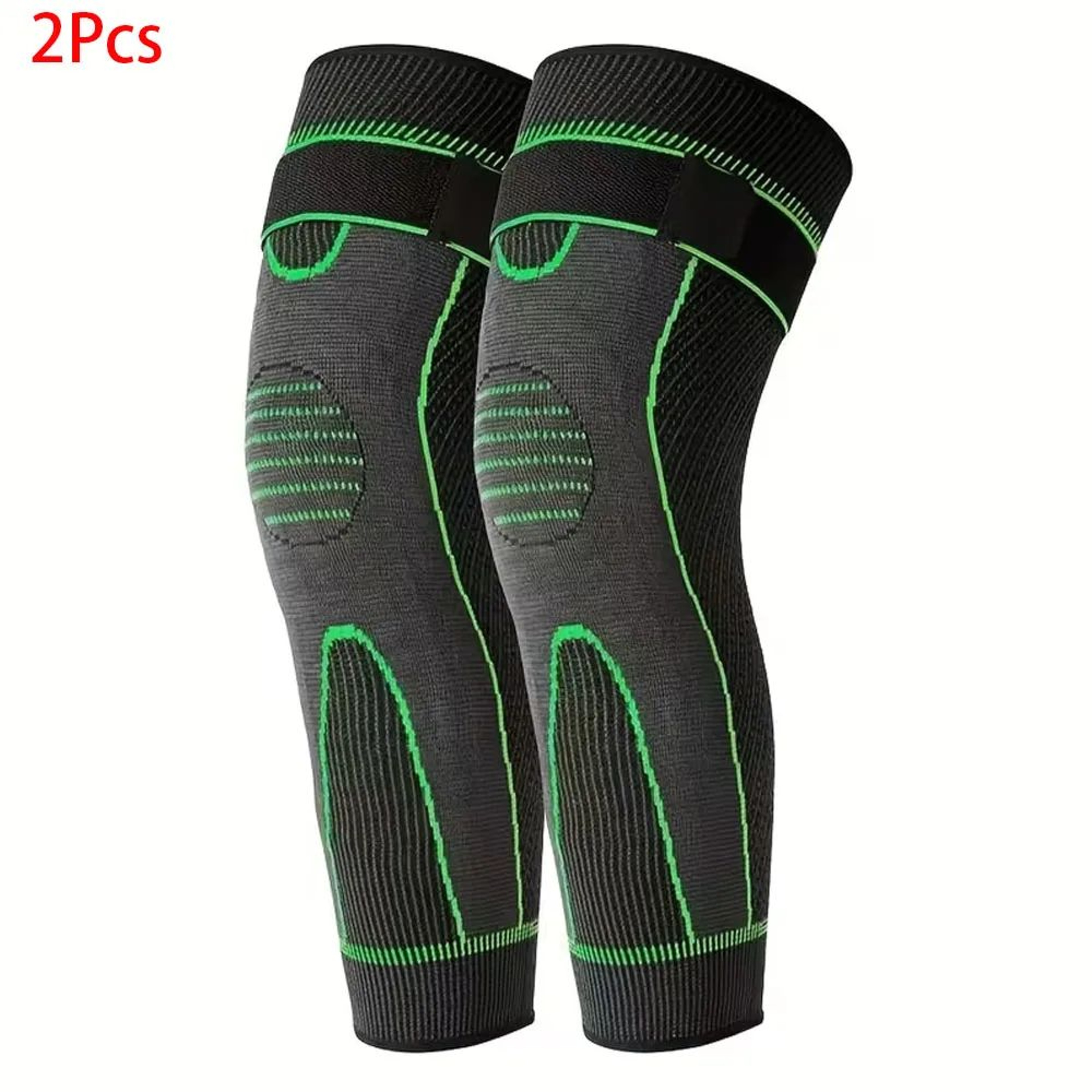 FlexStride Compression Knee Sleeves 2 Pack Long Knee Support For Running Basketball And Fitness 5
