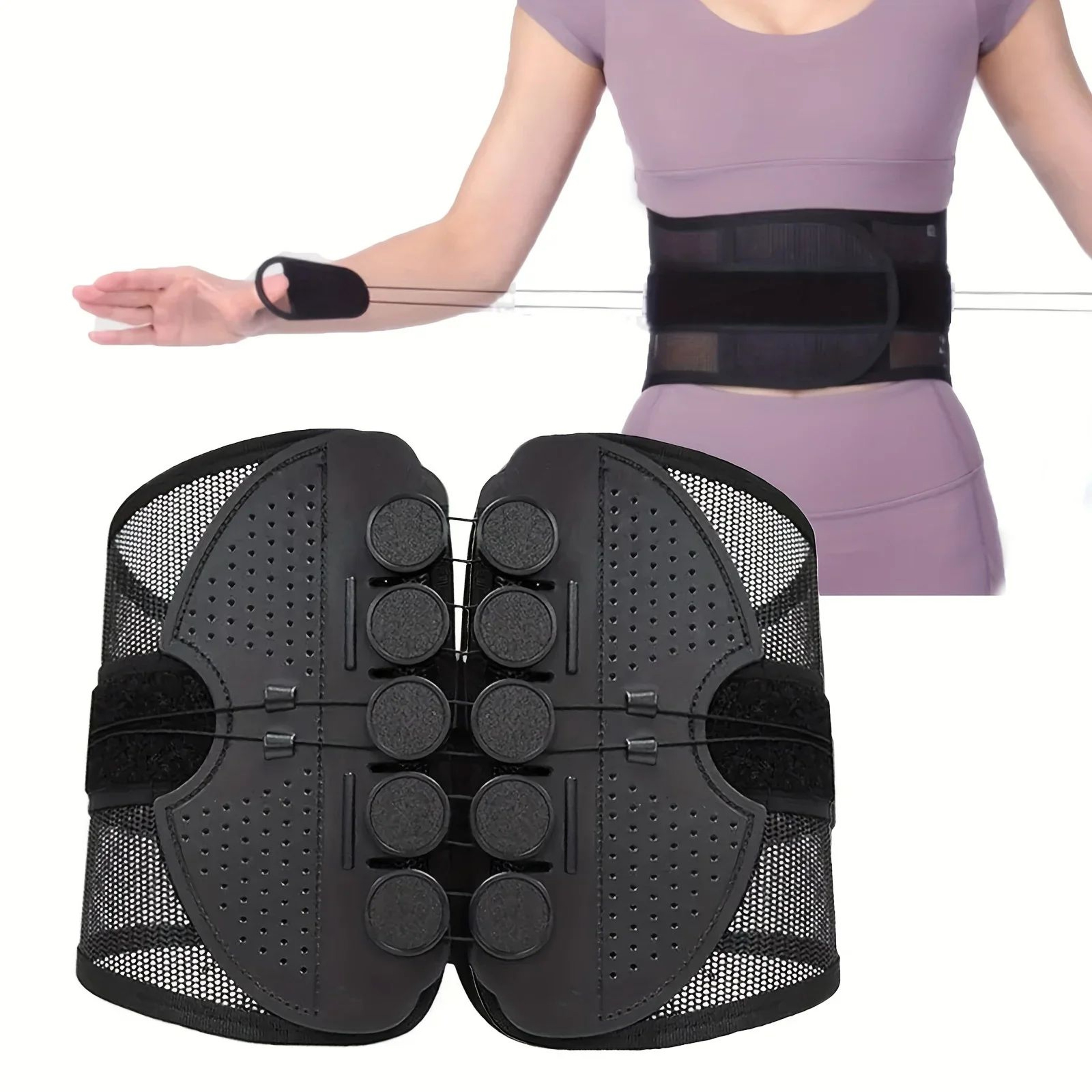 AirFlex Waist Support Belt With Double Drawstring Compression And Breathable Mesh Lumbar Support Br 1