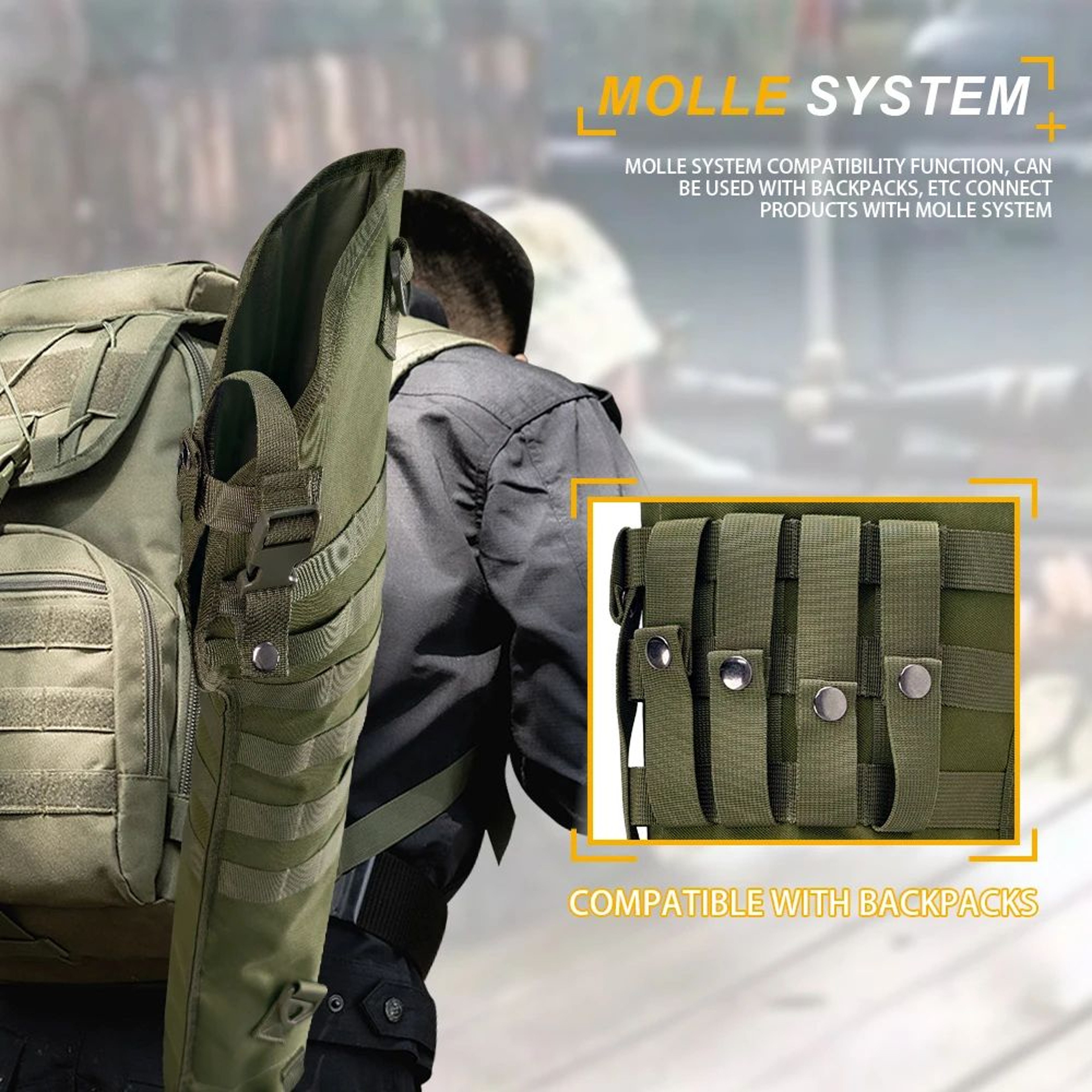 34 Inch Tactical Rifle Scabbard MOLLE Shoulder Carry Case For Hunting And Airsoft 3