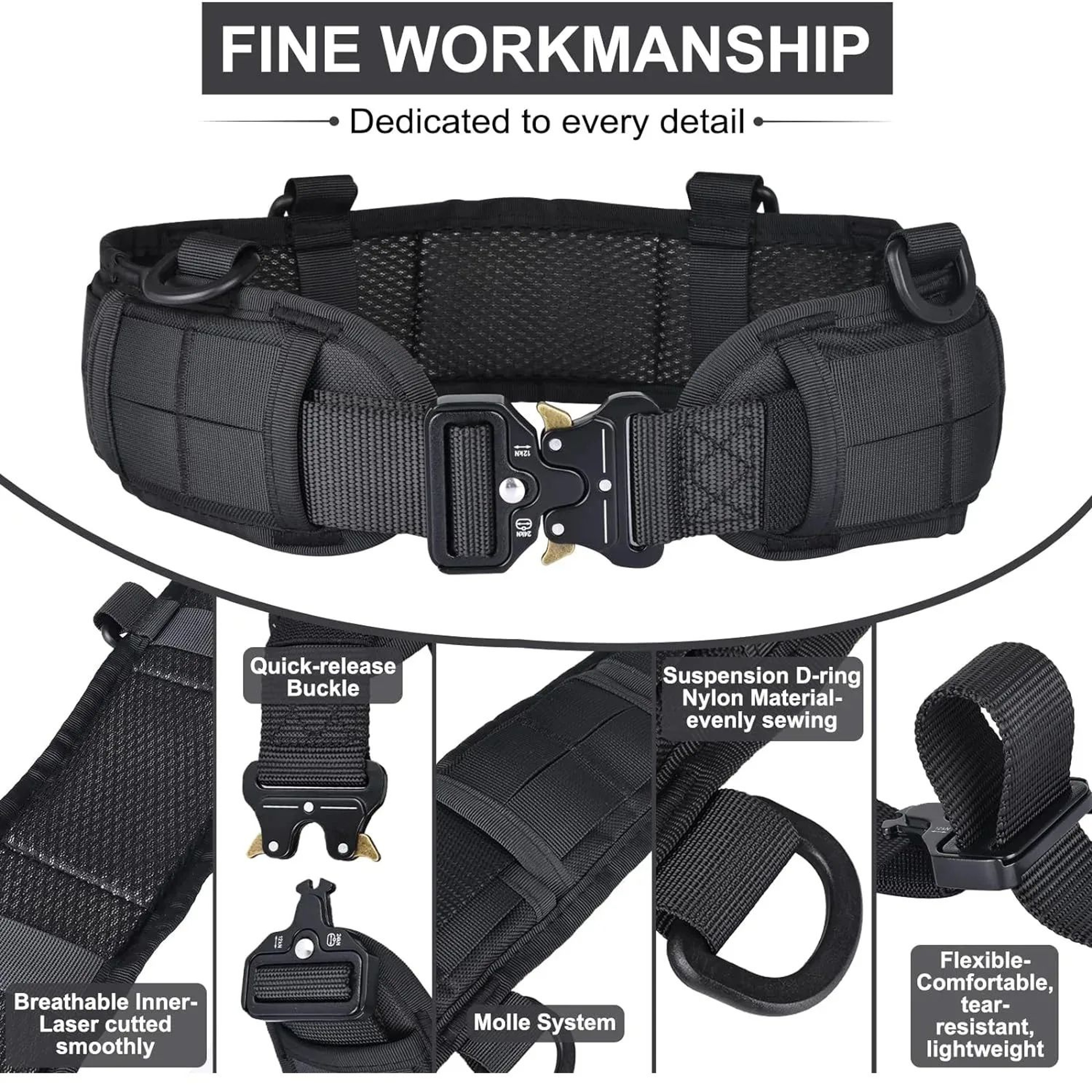 Adjustable Padded Utility Waist Belt With Quick Release Buckle For Hiking Camping Outdoor Work 3