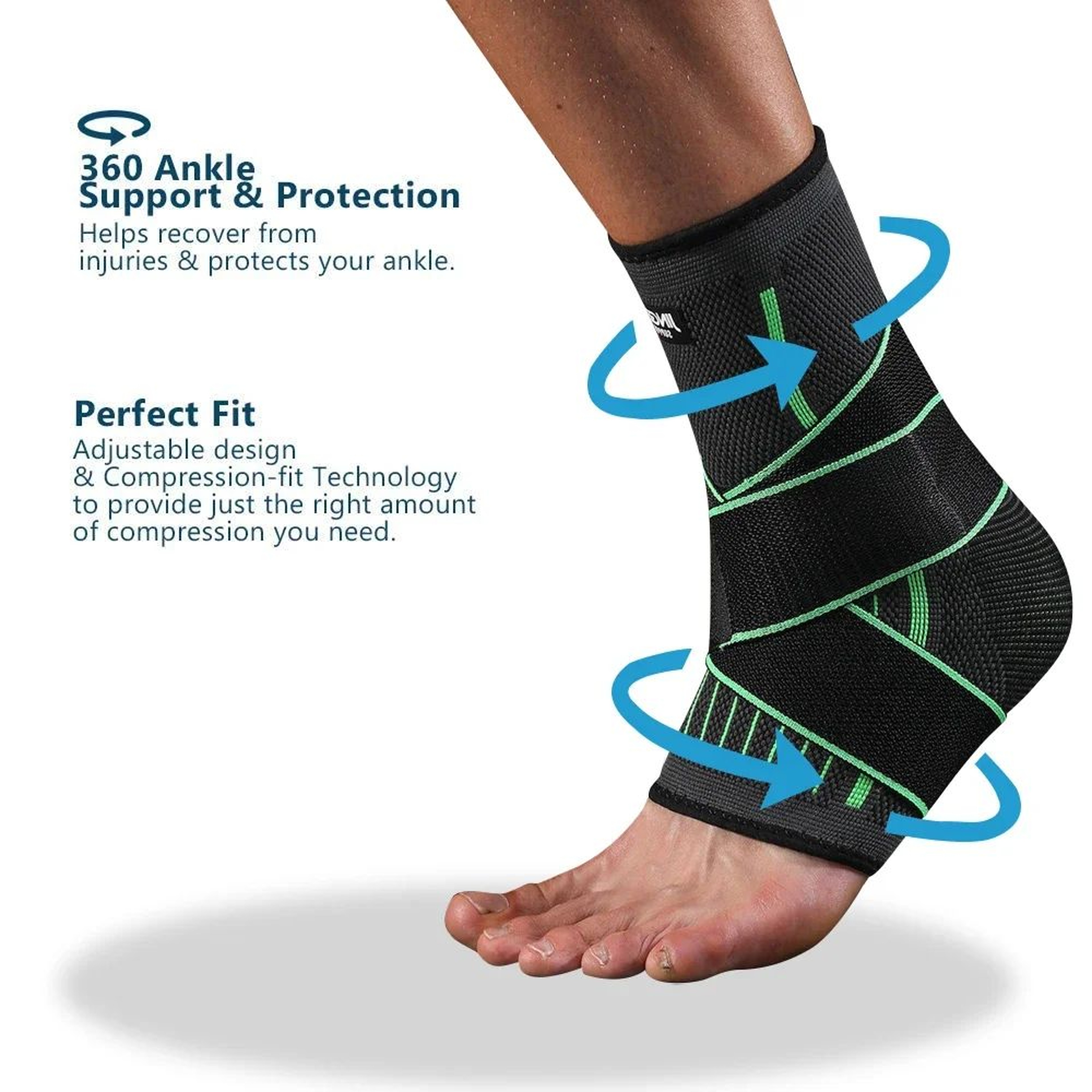 Ankle Brace Compression Sleeve With Adjustable Support Strap For Sports And Recovery 1