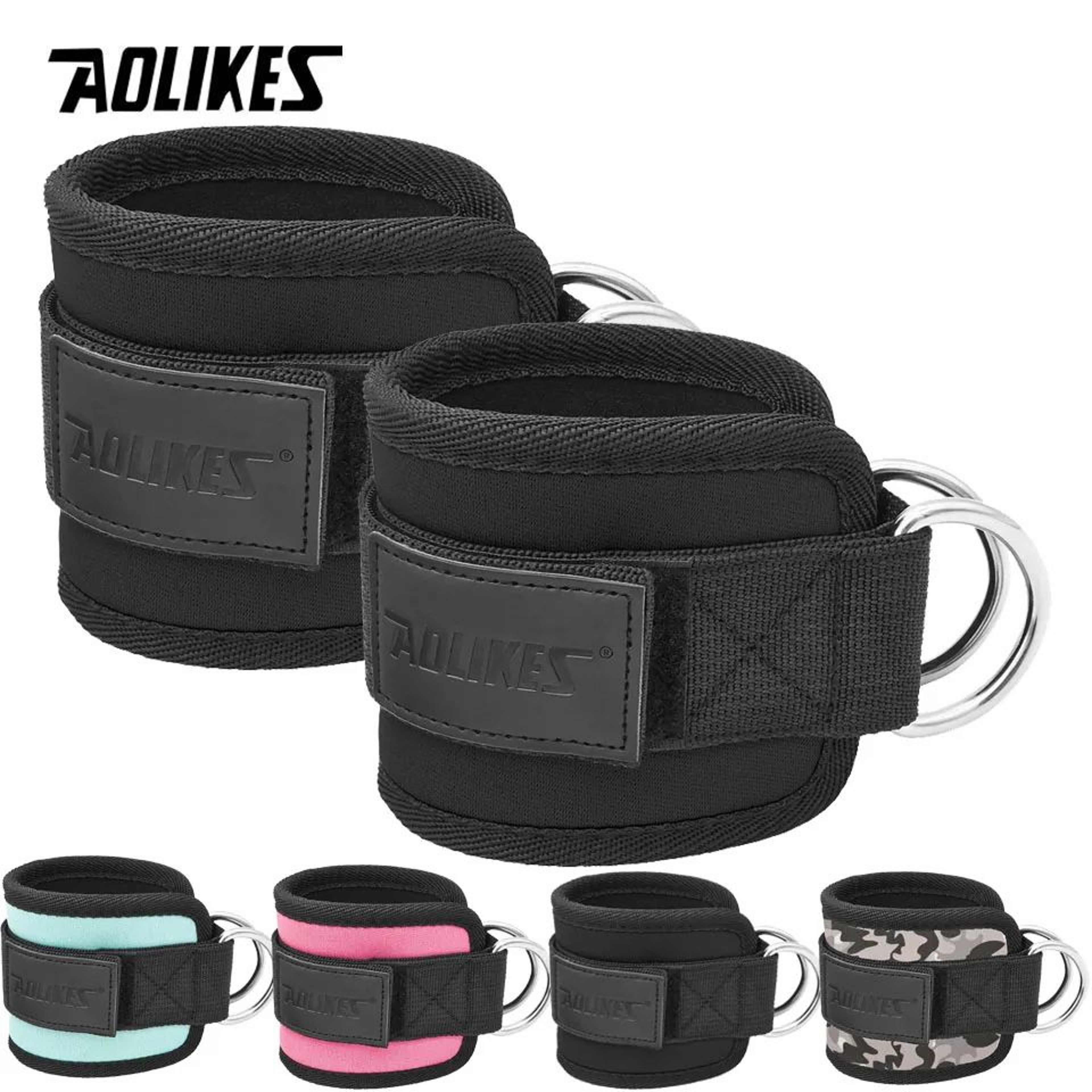 AOLIKES Ankle Straps For Cable Machine Adjustable Padded DRing Cuffs For Glute And Leg Workouts 0