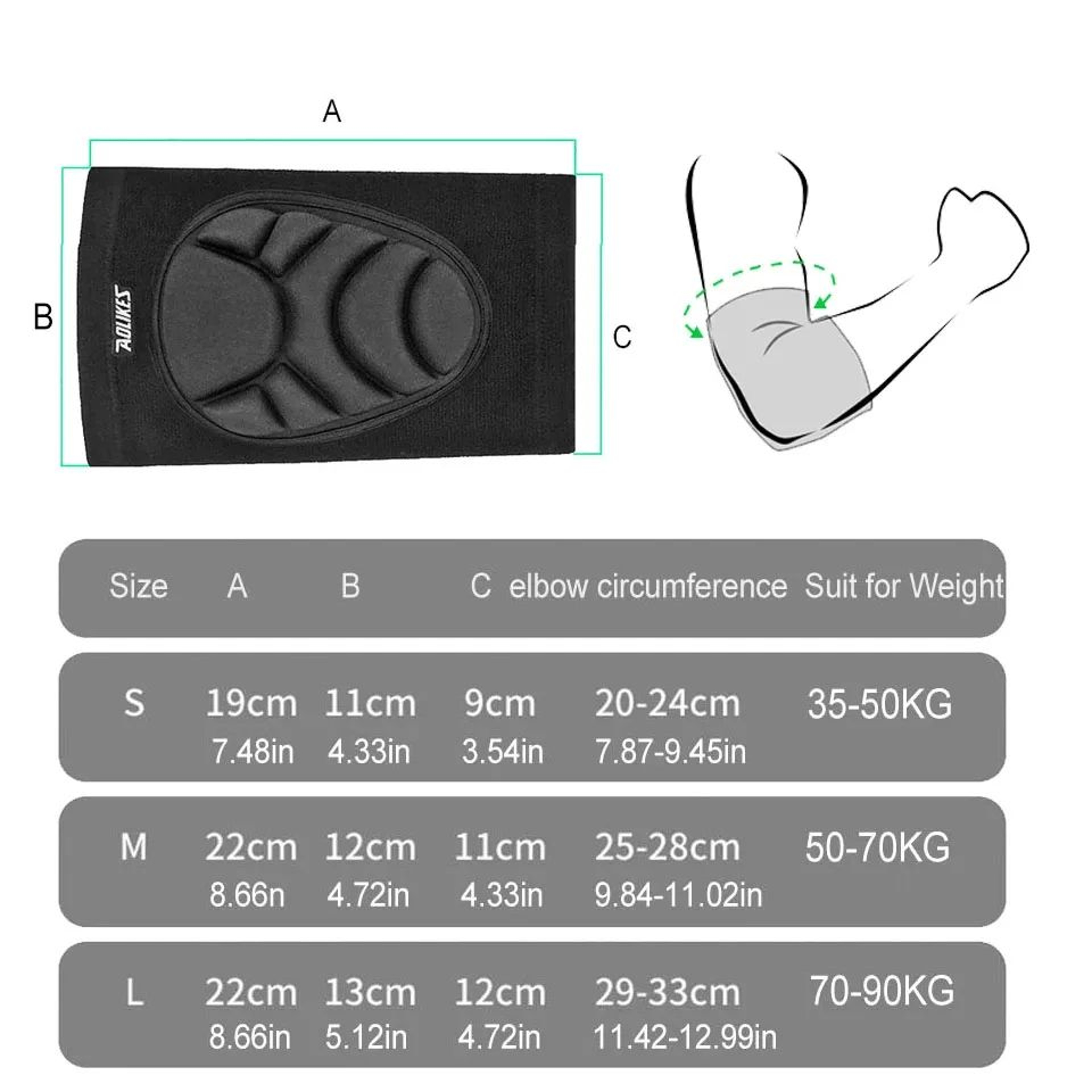 AOLIKES Thick Sponge Knee Pads And Elbow Pads For Sports Work And Training 4