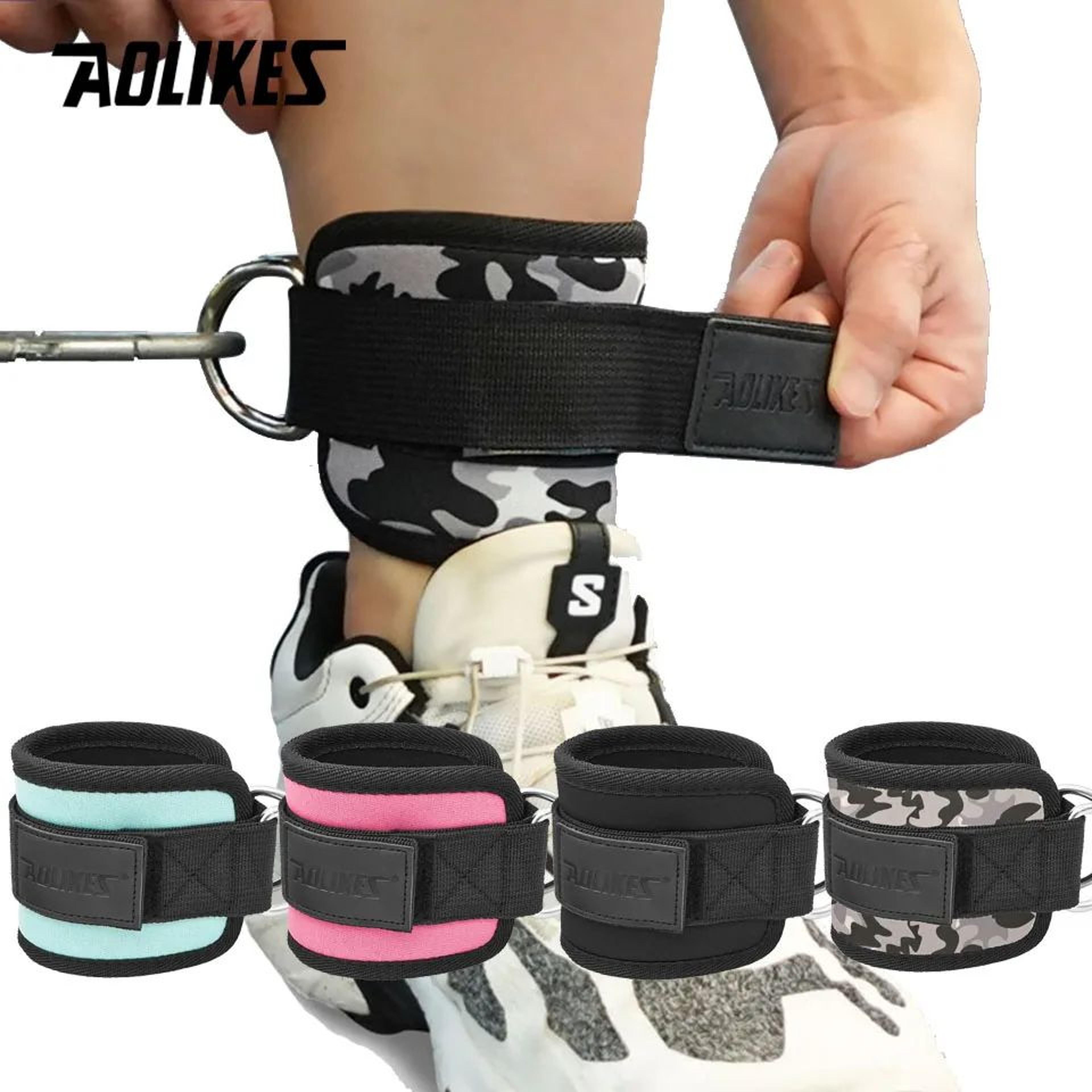 AOLIKES Adjustable Ankle Straps For Cable Machine With Padded Support For Glute And Leg Workouts 0