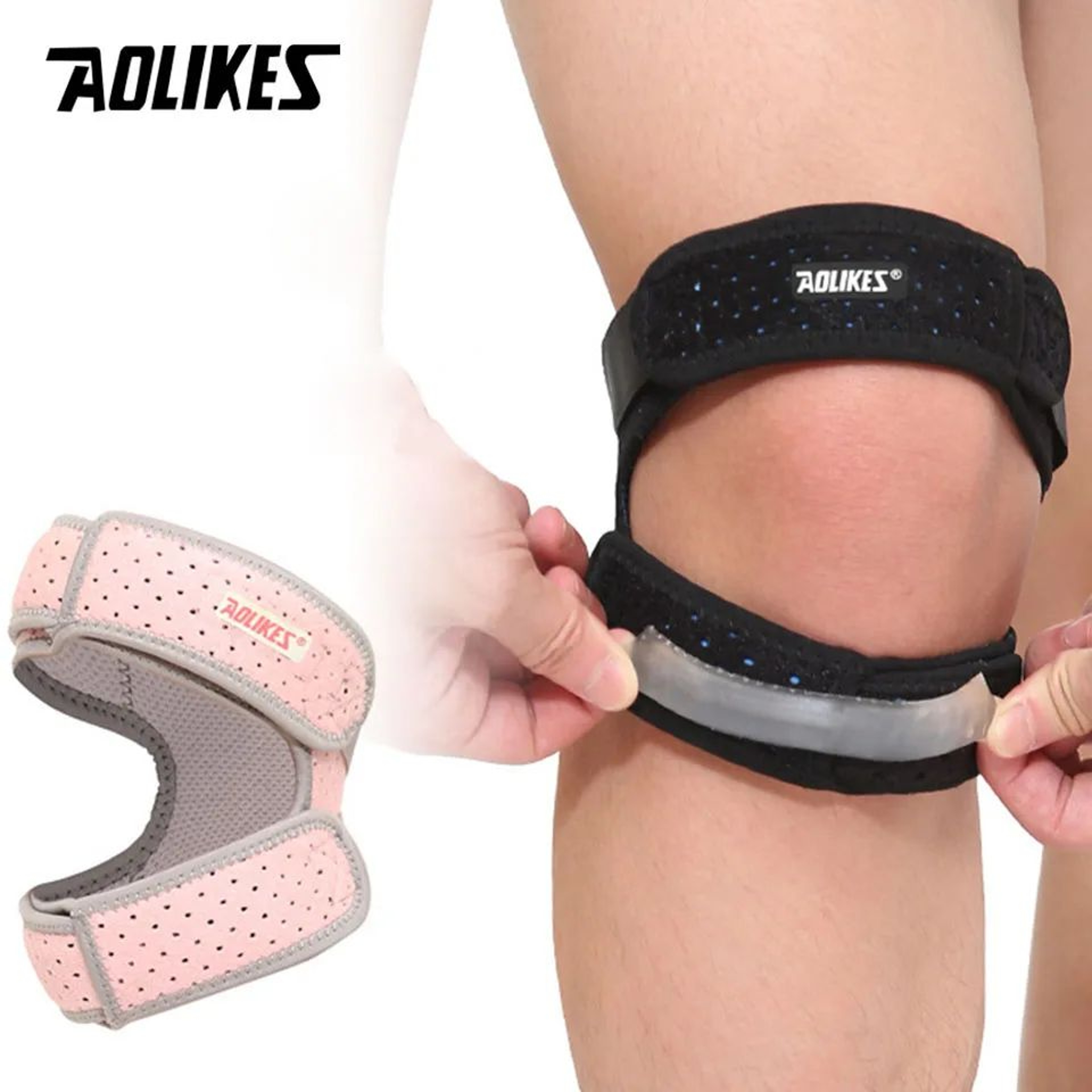 AOLIKES Patella Knee Strap Adjustable Knee Support Brace With Double Compression Pads 0