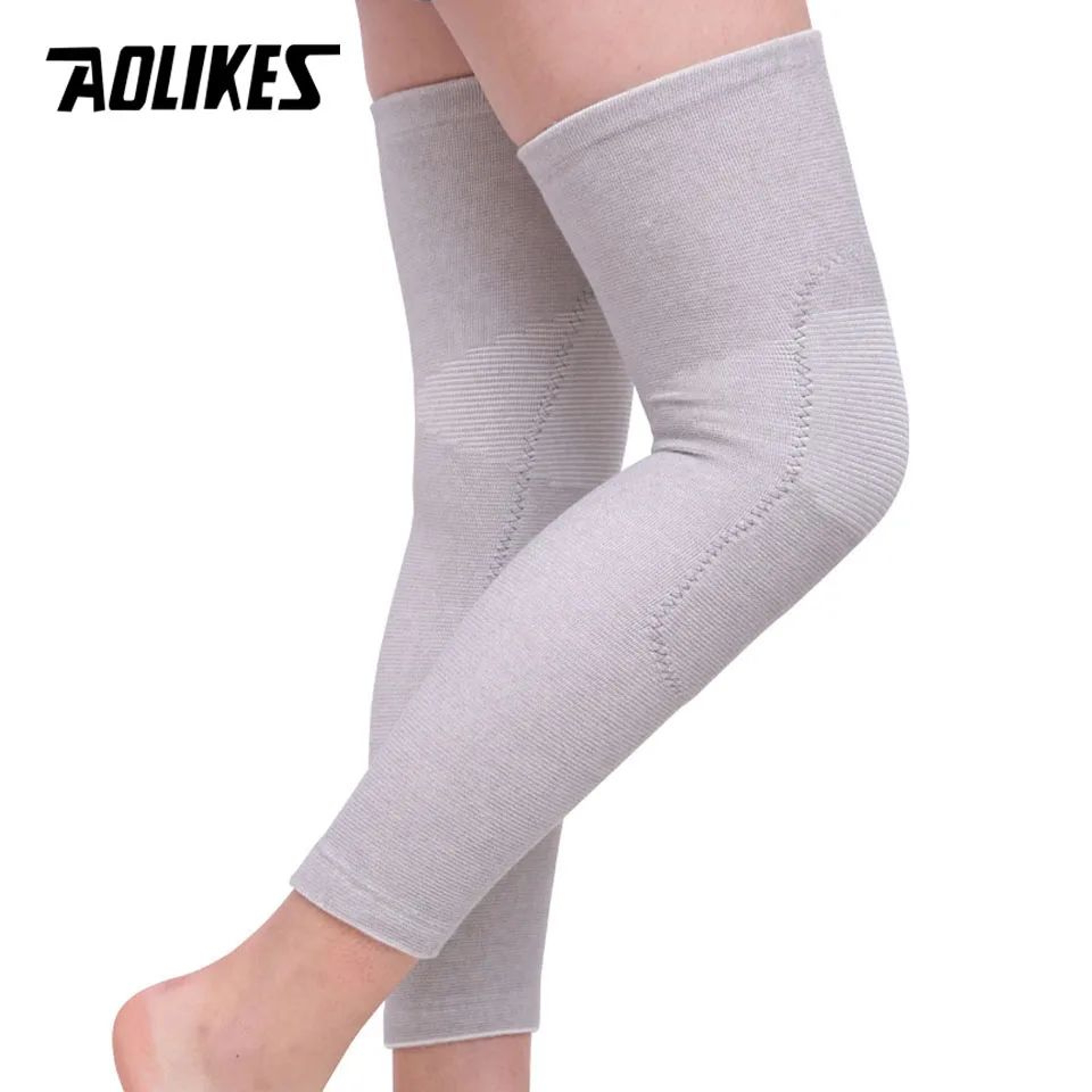 AOLIKES Long Knee Compression Sleeves Knee Brace With Calf Support For Sports And Daily Wear 2