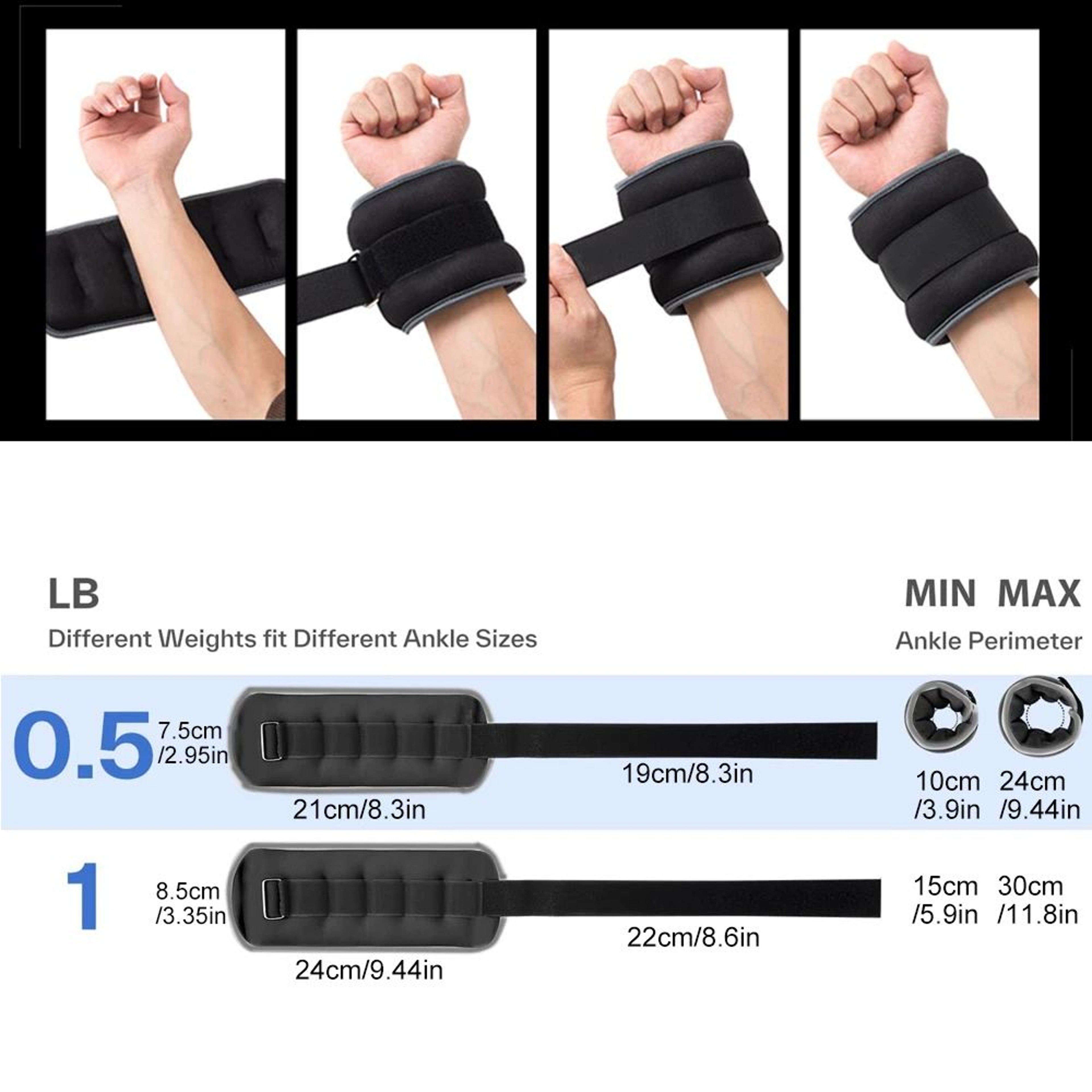 Adjustable Ankle Weights And Wrist Weights Pair For Strength Training Running Yoga Fitness 4