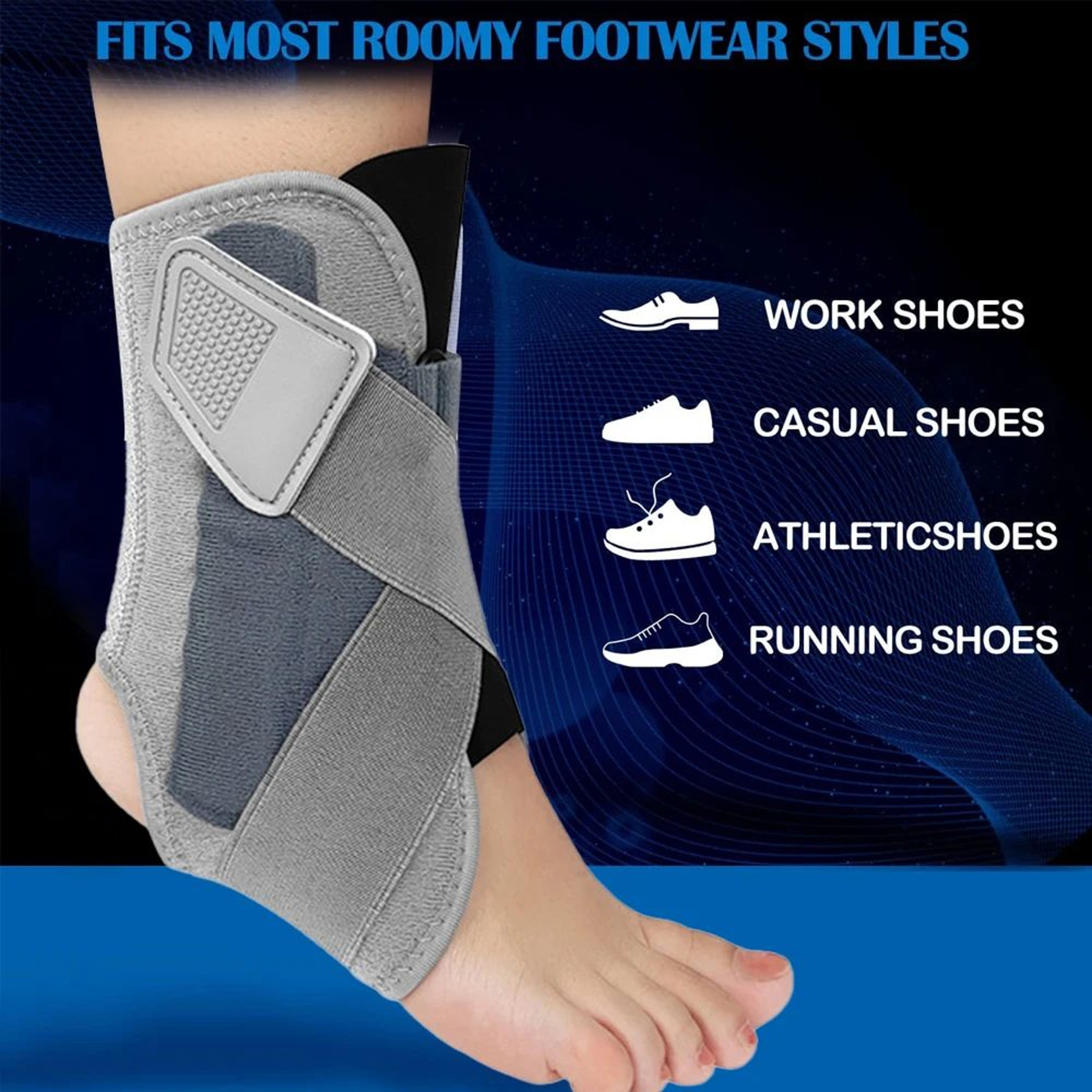 FlexFit Adjustable Ankle Brace Compression Sleeve With Achilles Tendon Support 3