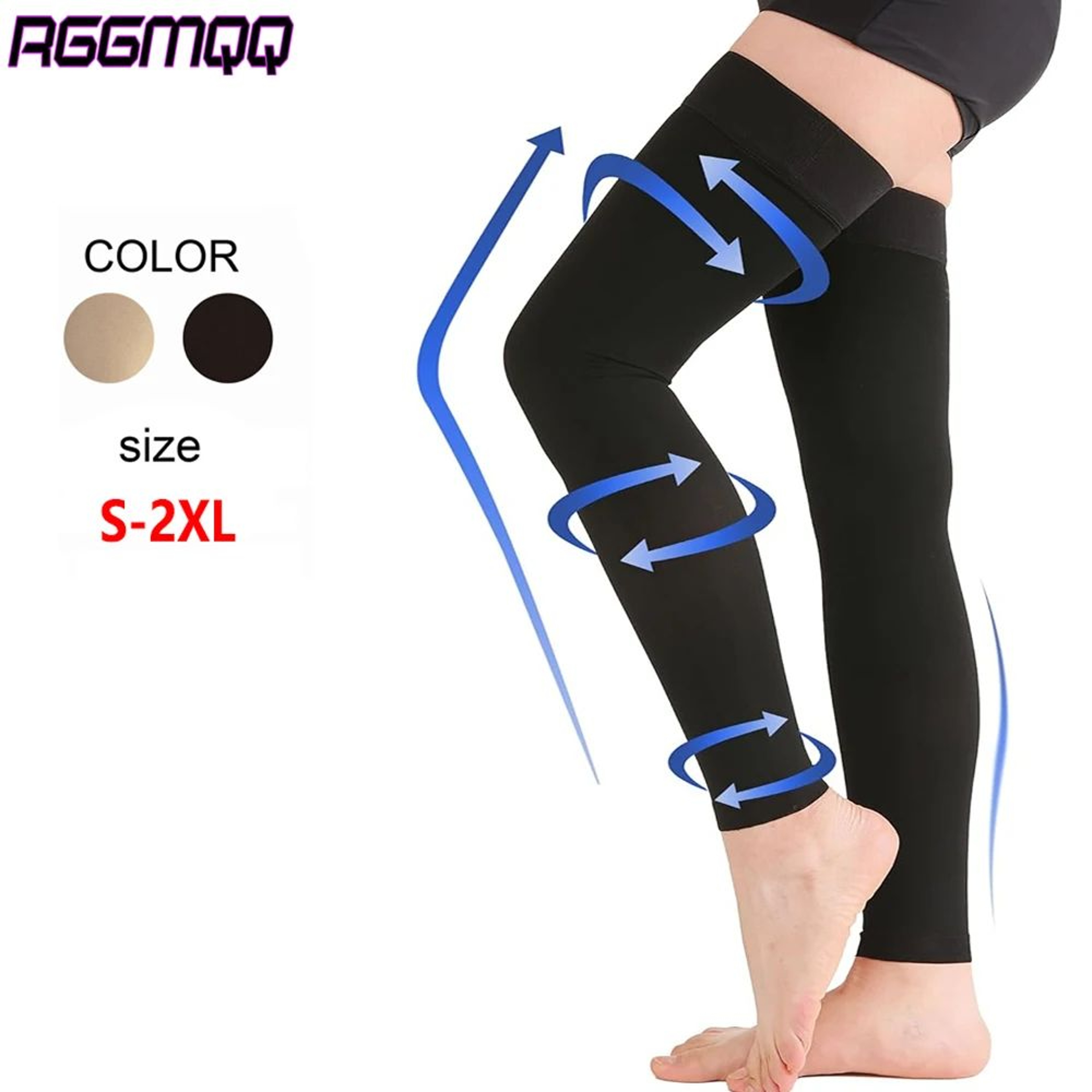Footless Thigh High Compression Stockings With Silicone Grip For Varicose Veins And Swelling 1