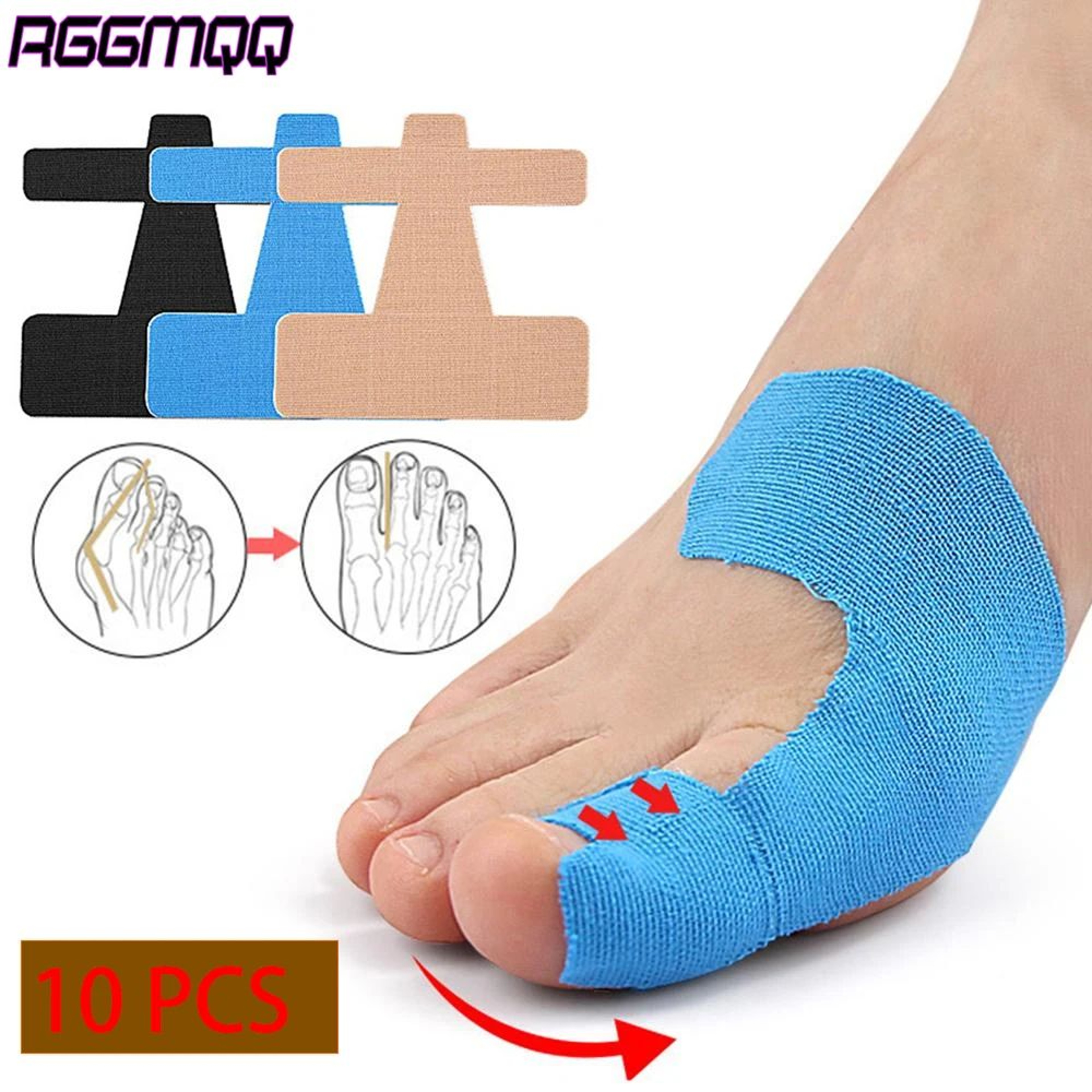 FlexAlign Bunion Corrector Kinesiology Tape 10PCS Precut Big Toe Pain Relief Toe Straightener 0