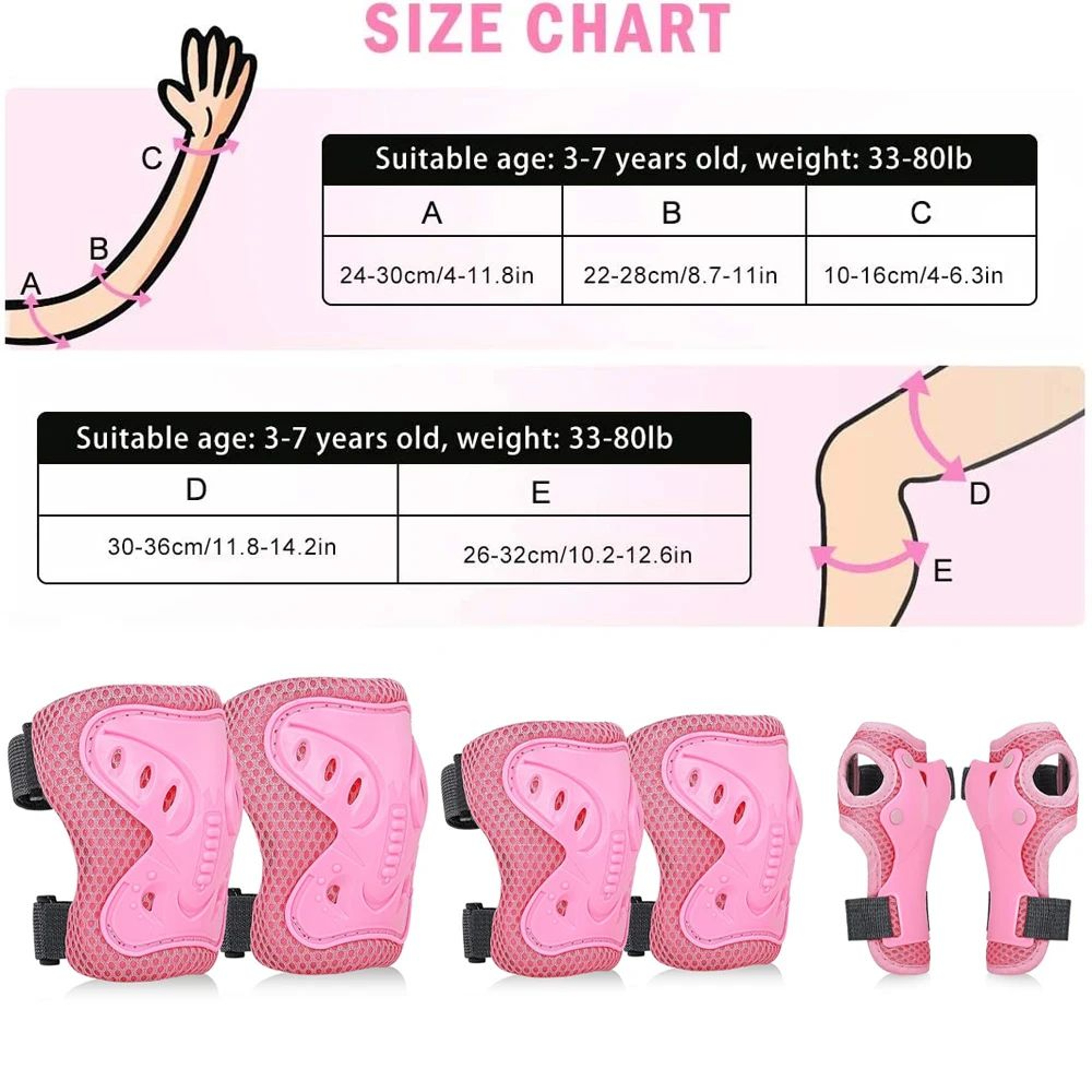Kids Protective Gear Set with Kids Knee Pads and Elbow Pads for Cycling Skating Scooter 6PCS – view 7