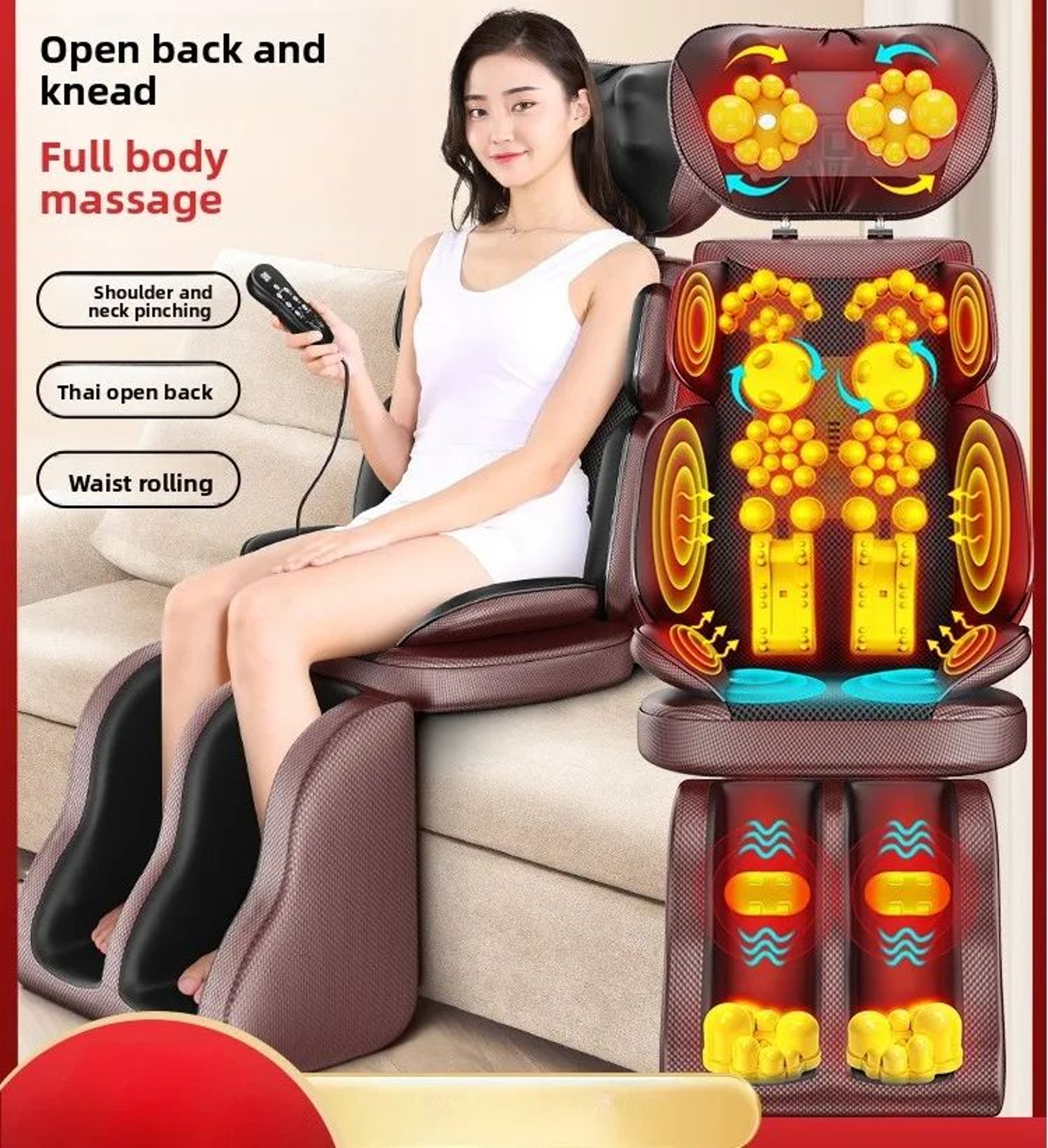 ComfortRelief Shiatsu Neck And Back Massager With Heat Adjustable Massage Chair Pad For Full Body R 0