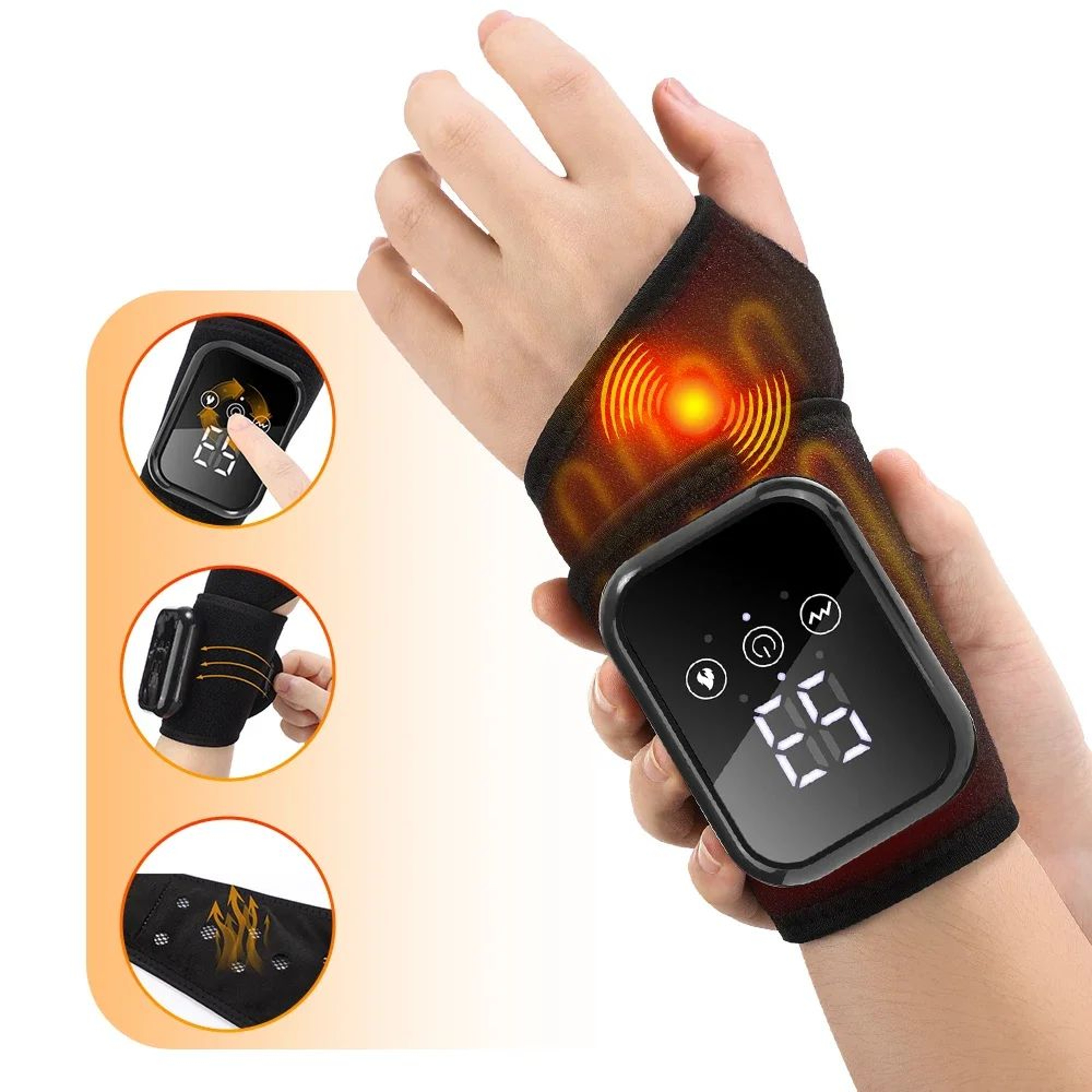 ThermaRelief Heated Wrist Brace Massager With Adjustable Compression And 3 Heat Levels 4