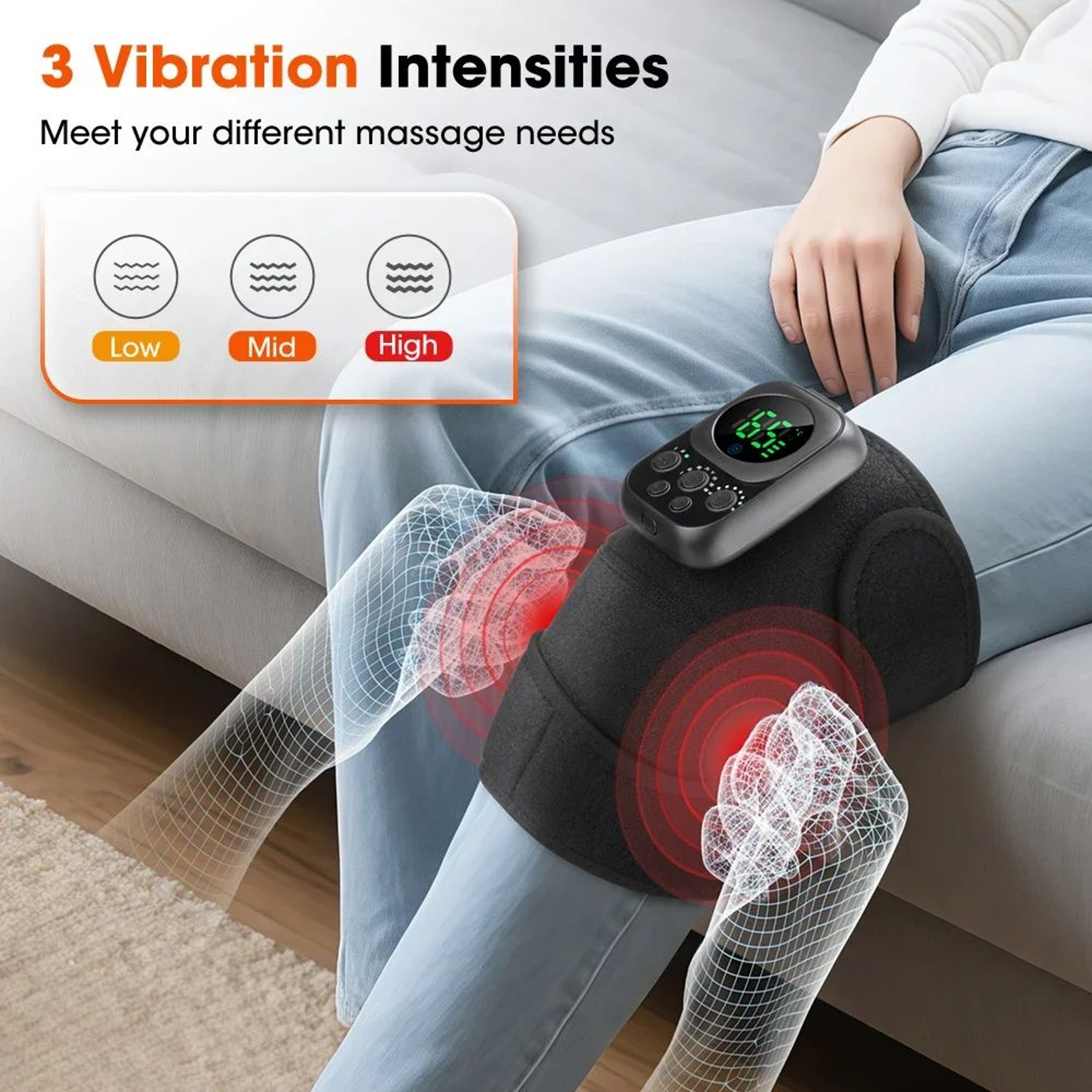 3in1 Heated Knee Massager With Vibration For Joint And Muscle Relief 3
