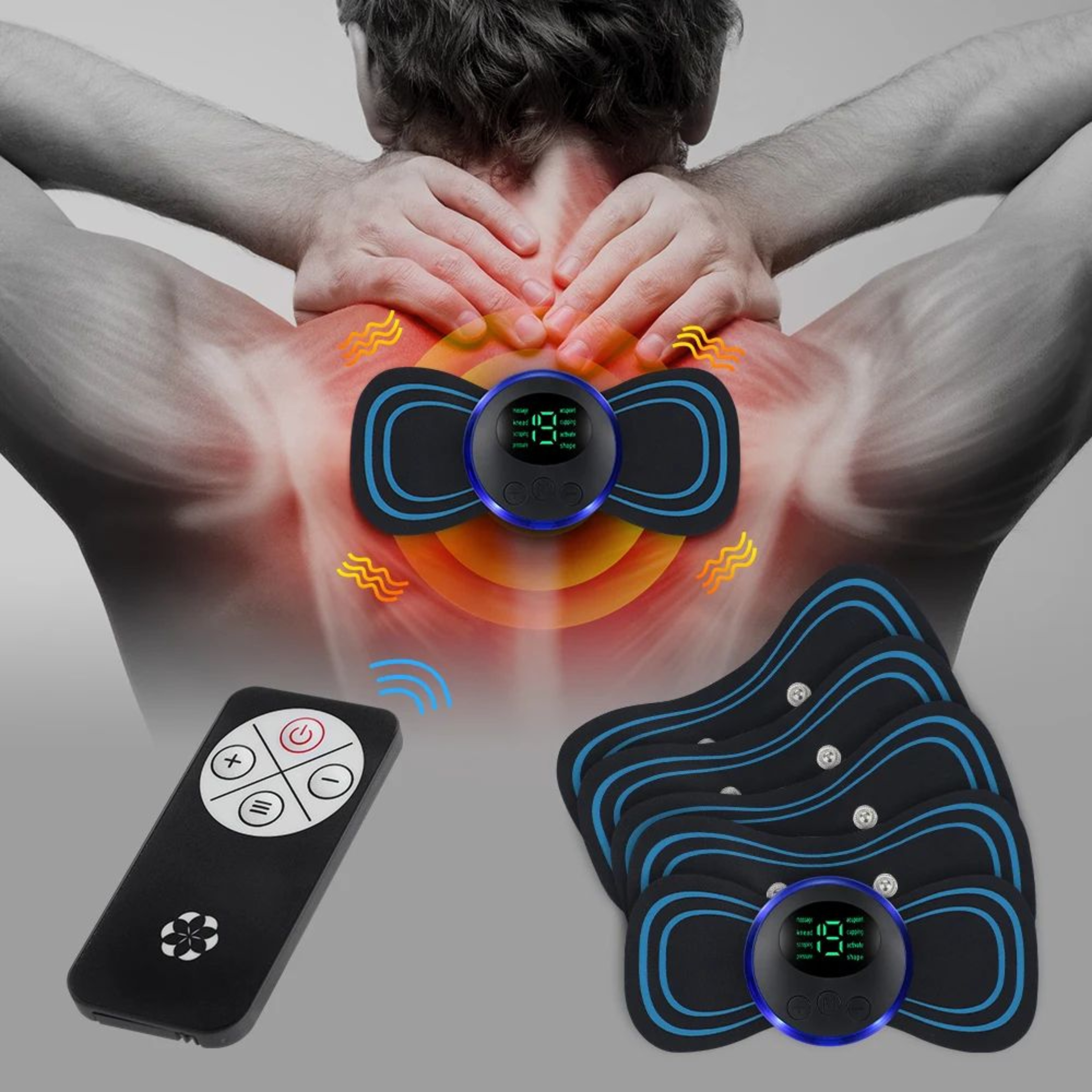 FlexPulse EMS Neck Massager With Microcurrent Therapy Massage Pads Rechargeable 8 Modes 19 Levels 0