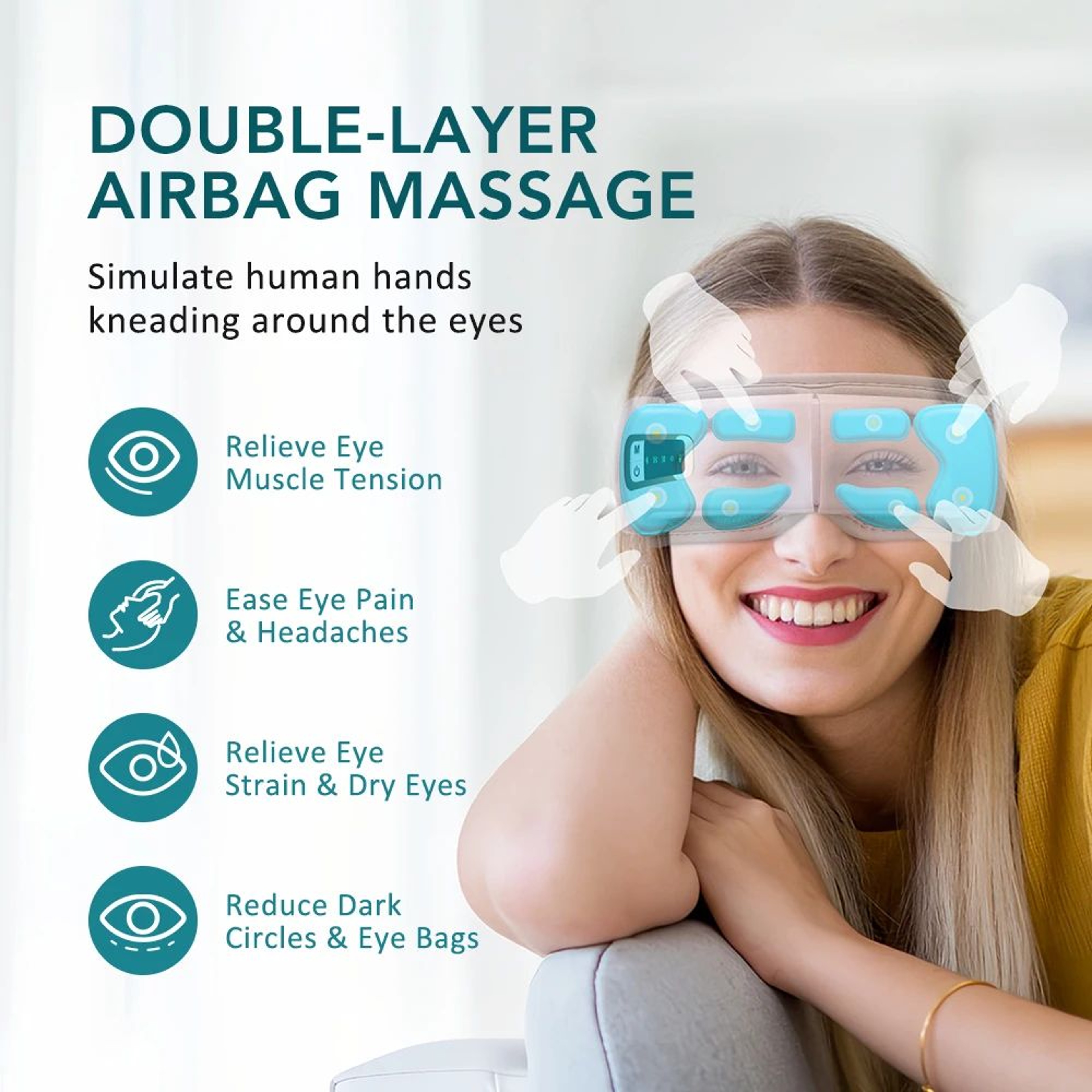 LumiRelax Heated Eye Massager With Air Compression And Bluetooth Music 2
