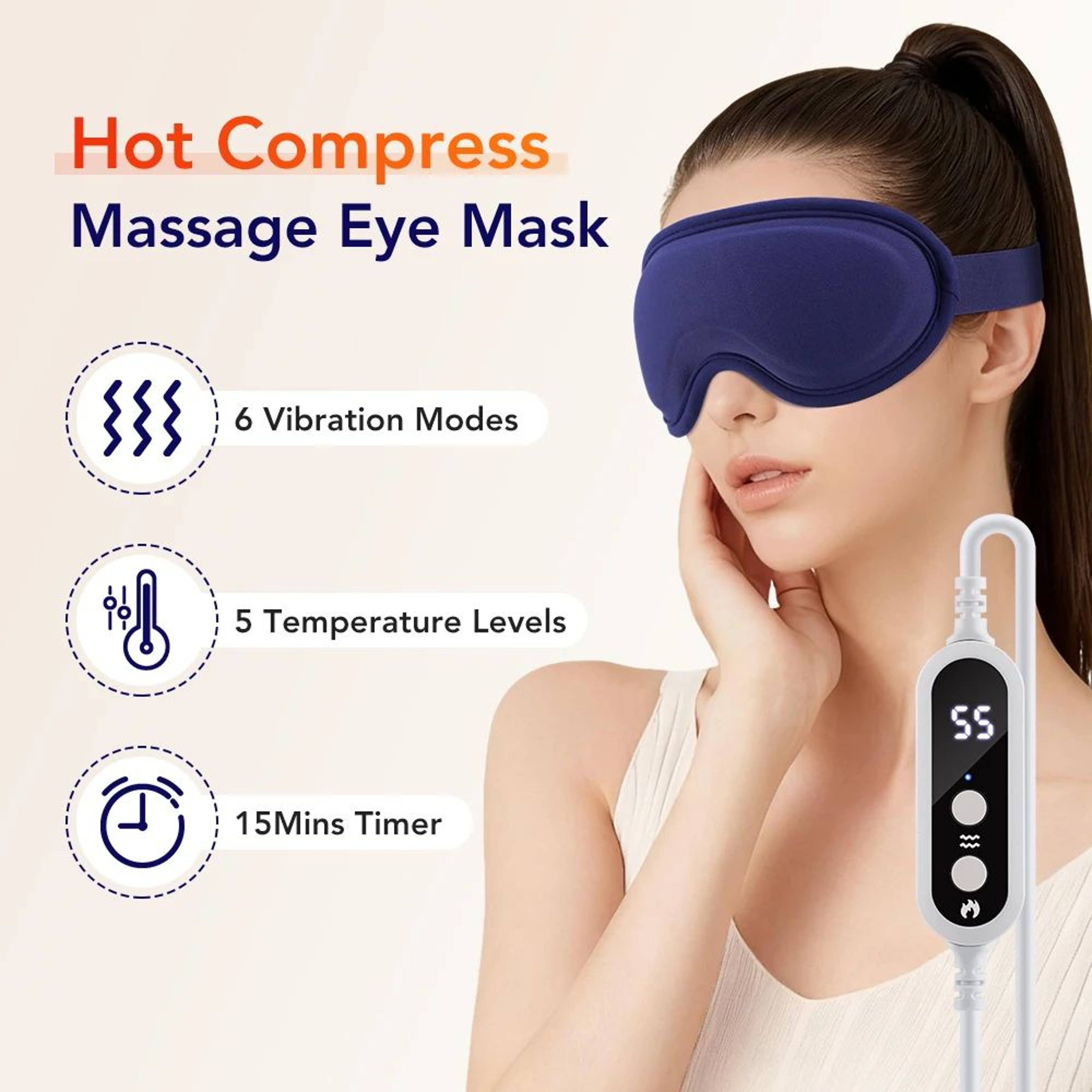 Heated Eye Massager USB Sleep Mask With Vibration And Warm Compress For Eye Strain Relief 1
