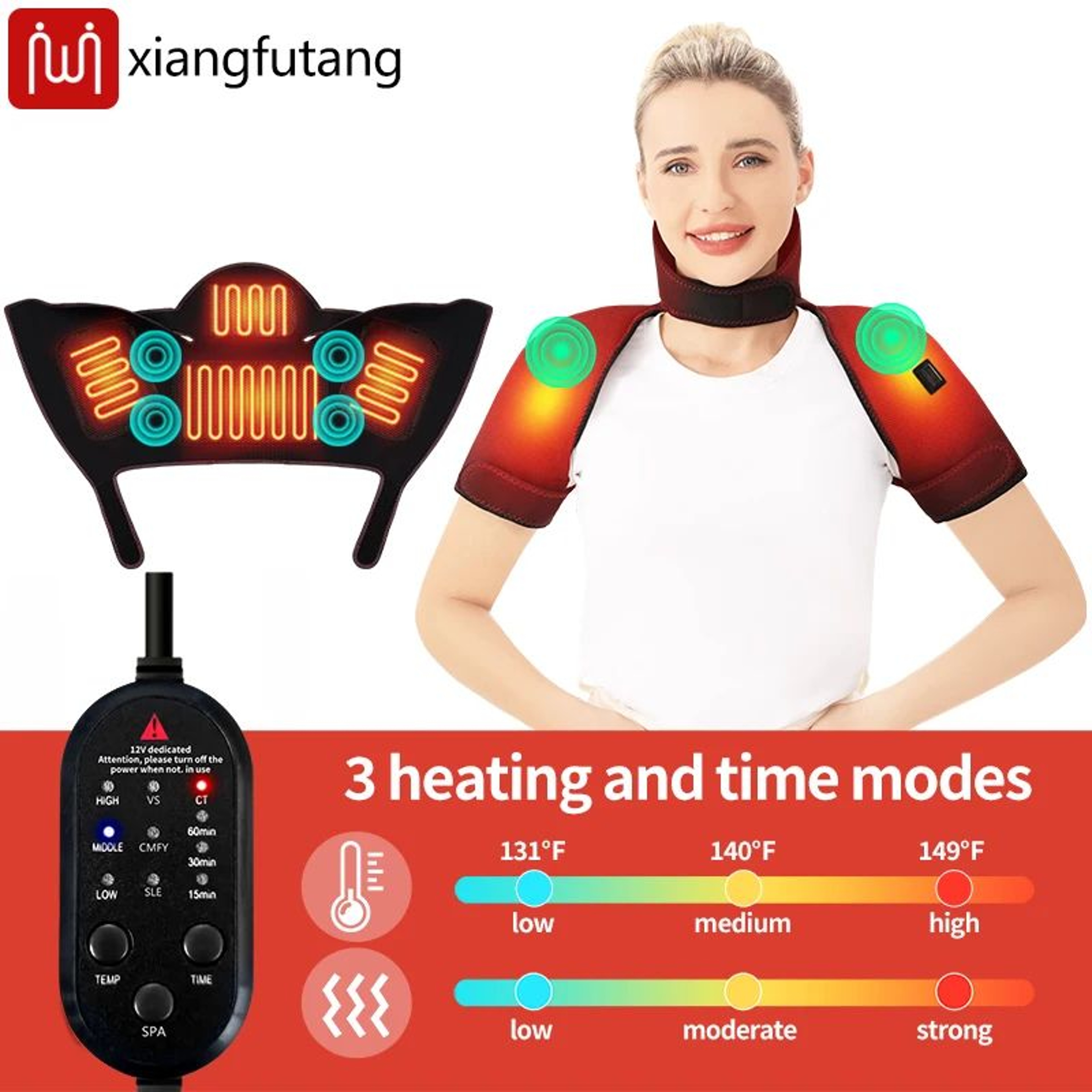 ThermaWrap Heated Shoulder Wrap Neck Heating Pad With 3 Heat Levels 1