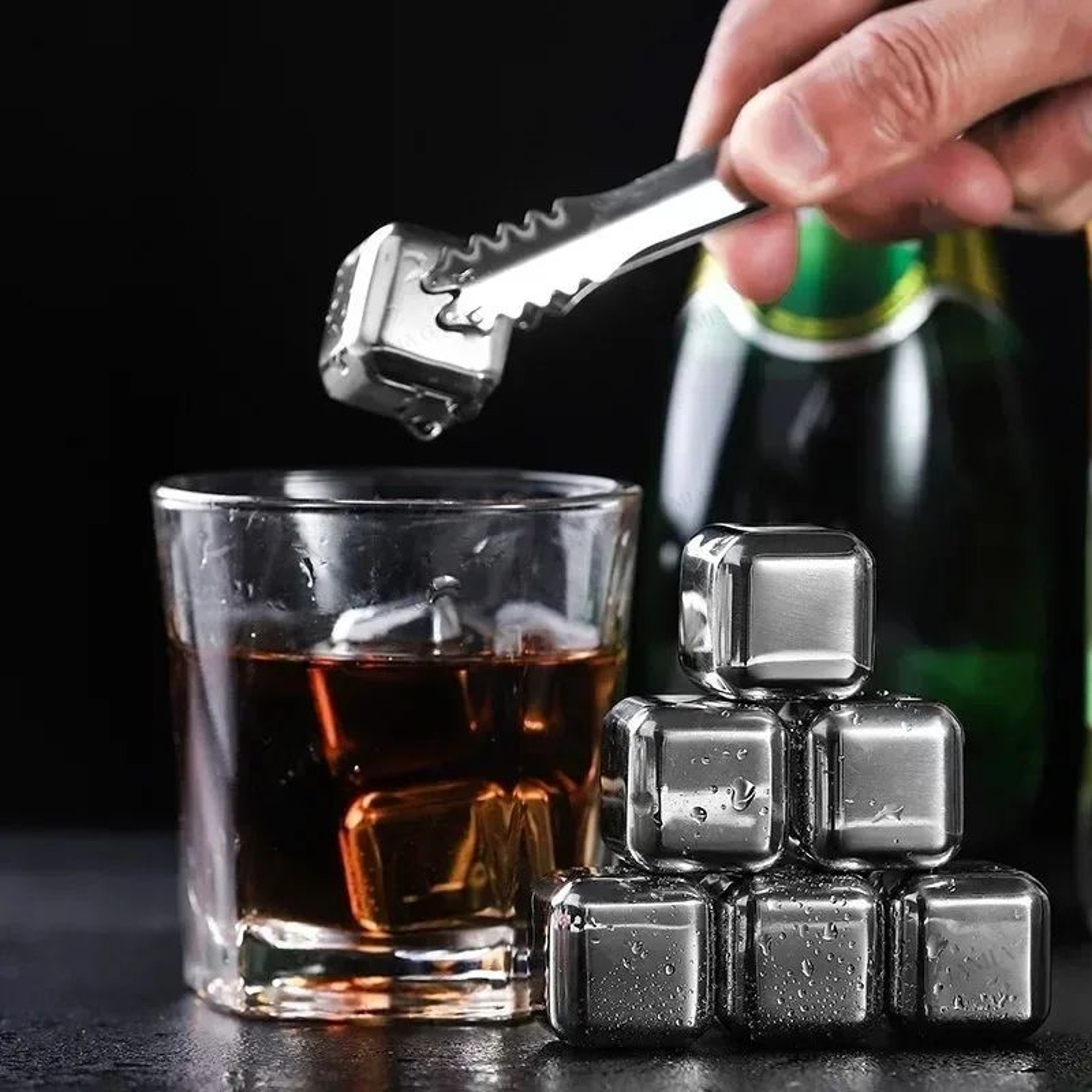 Arctic Chill 304 Stainless Steel Whiskey Stones Reusable Metal Ice Cubes Set 3